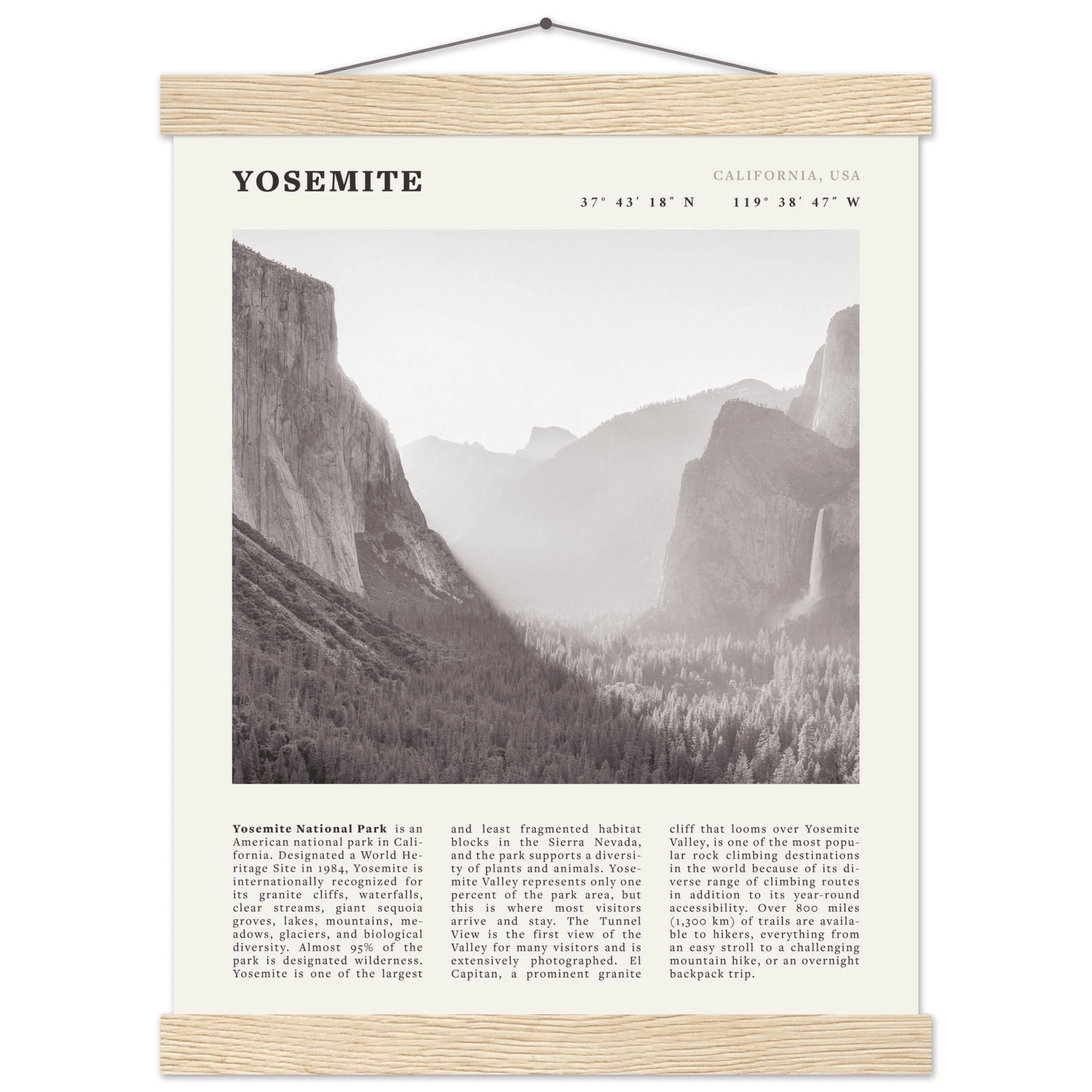 Yosemite Poster | Black & White National Park Wall Art | California Nature Print - Evergreen Posters