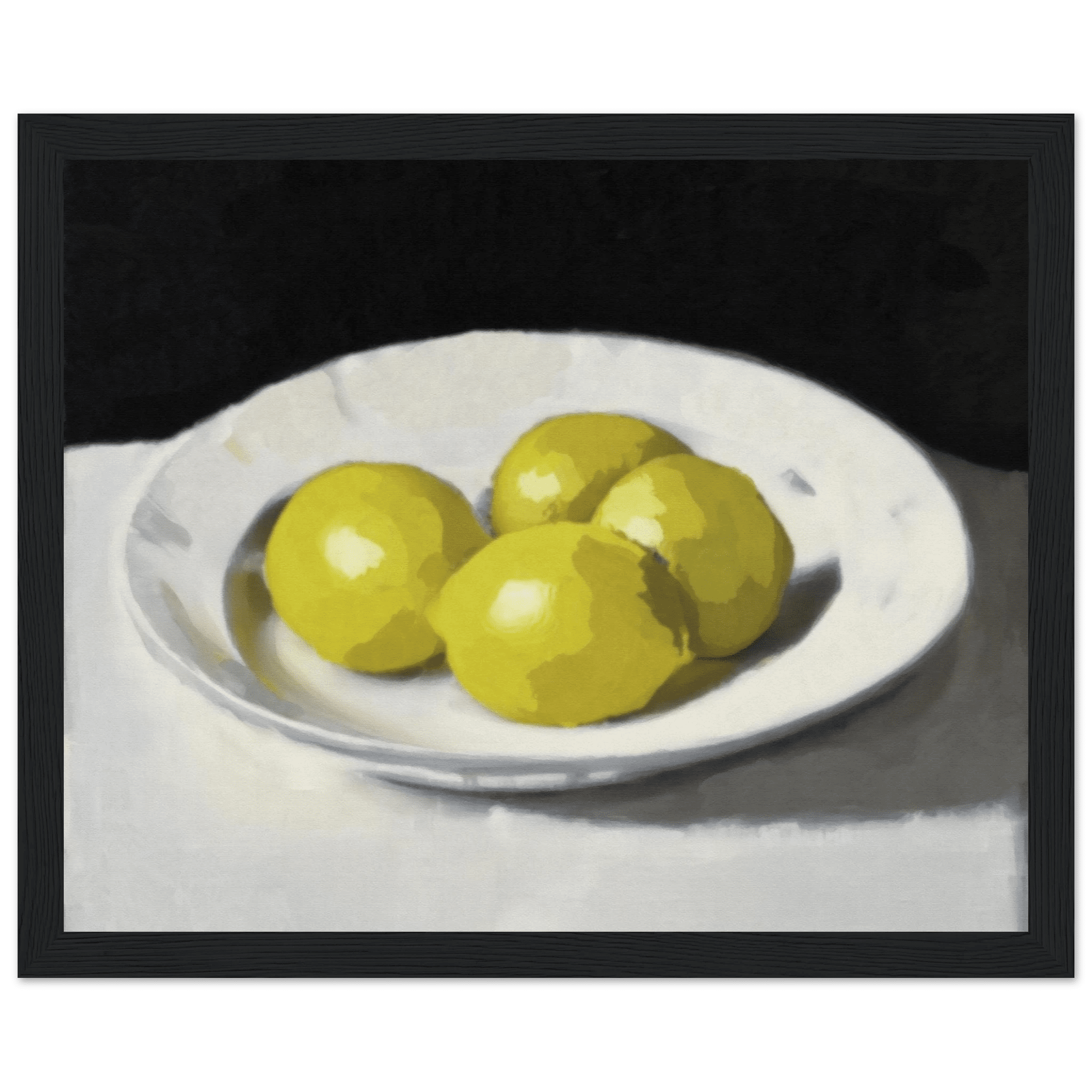 Lemons Print | Three Lemons Oil Painting Wall Art | Kitchen Still Life Poster - Evergreen Posters