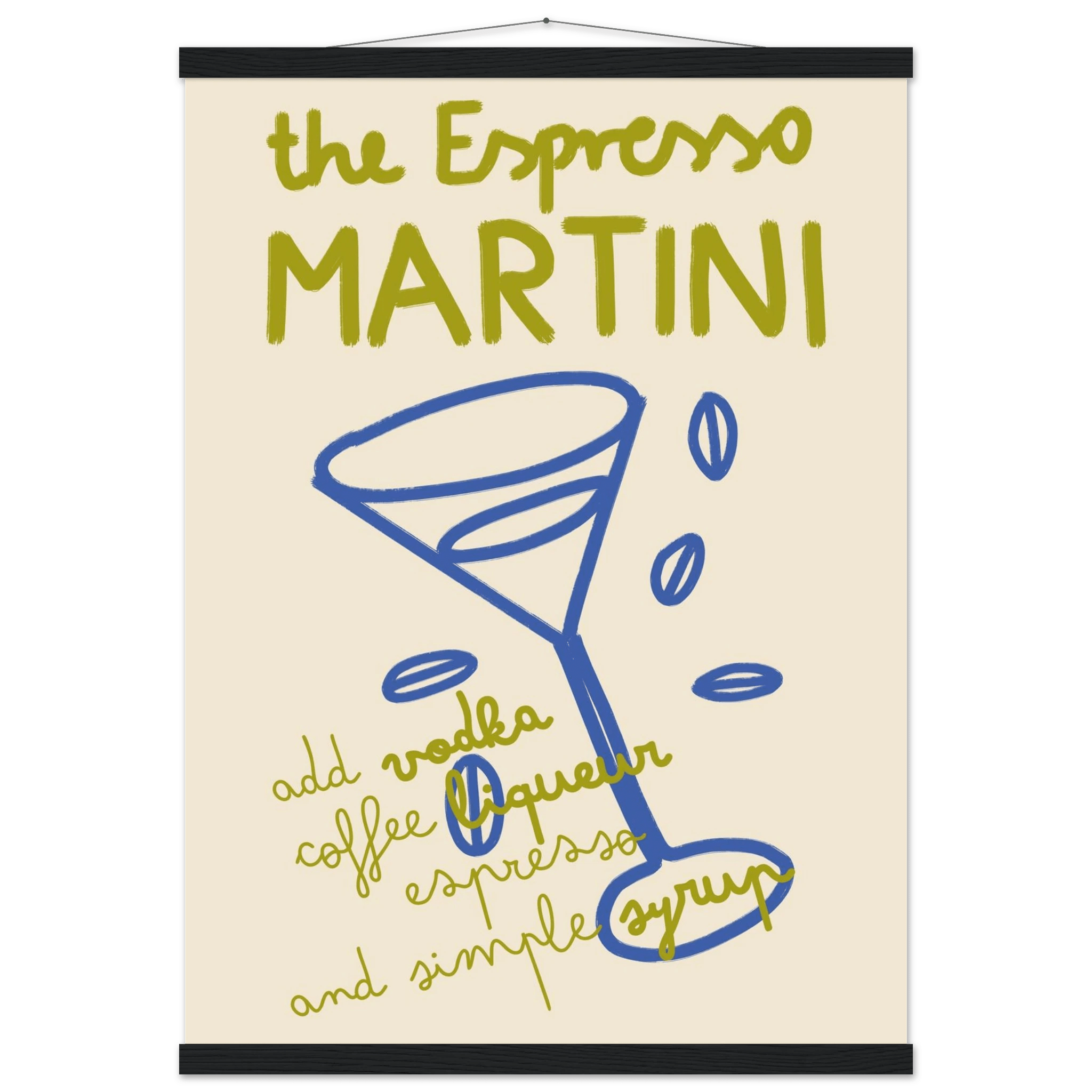Espresso Martini Print | Cocktail Recipe Wall Art | Kitchen Bar Poster - Evergreen Posters