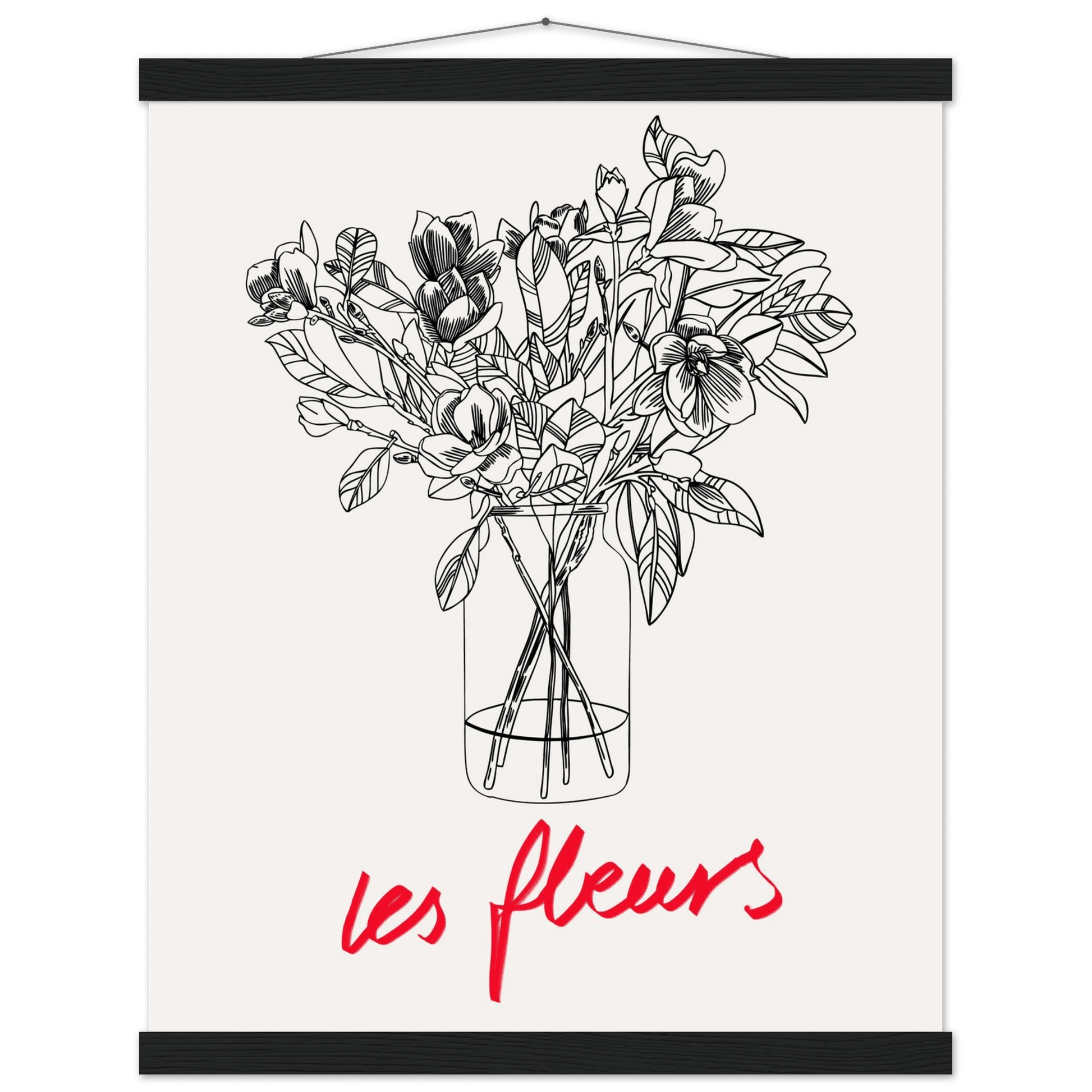 Les Fleurs Botanical Poster | French Flower Line Art Print | Minimalist Floral Wall Decor - Evergreen Posters