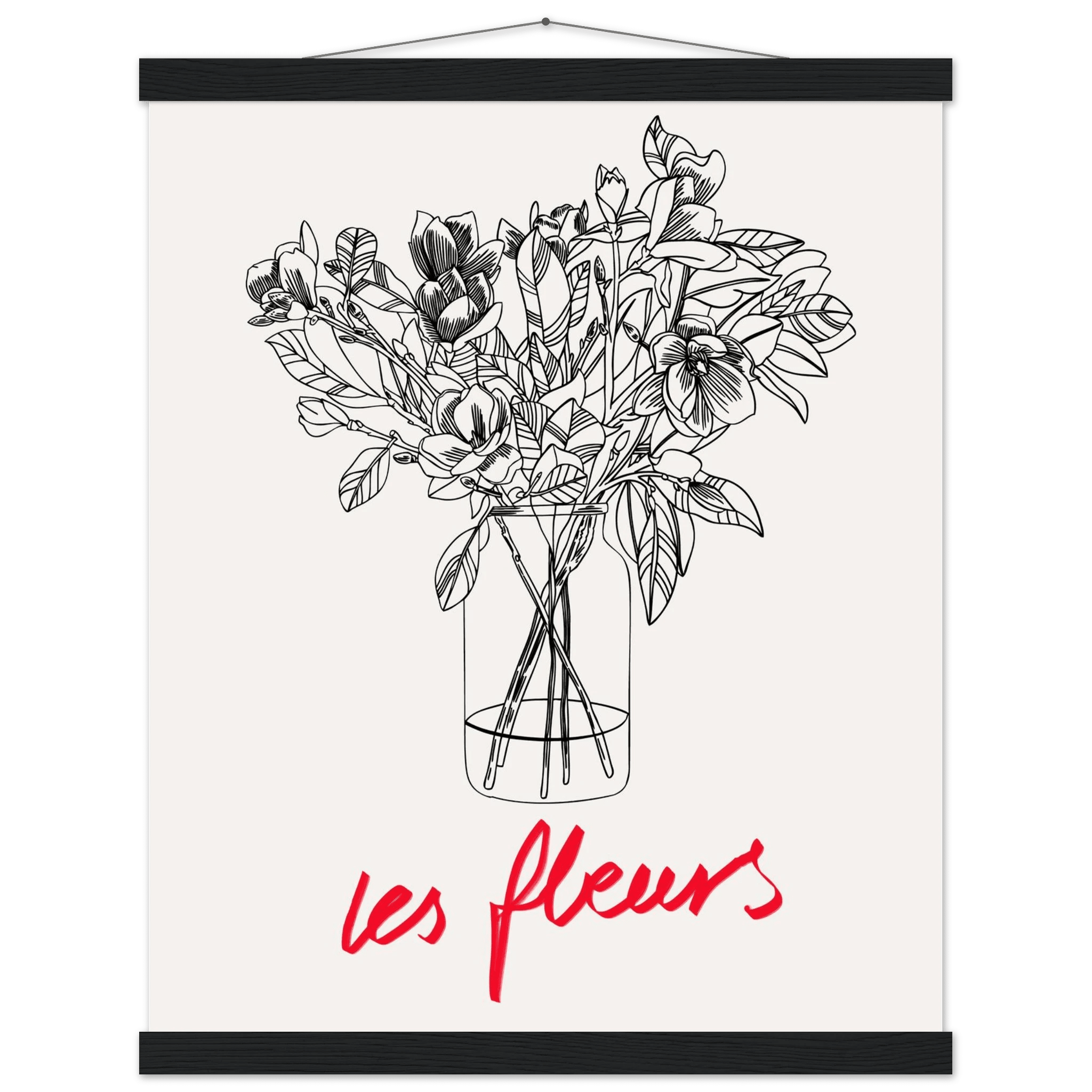 Les Fleurs Botanical Poster | French Flower Line Art Print | Minimalist Floral Wall Decor - Evergreen Posters