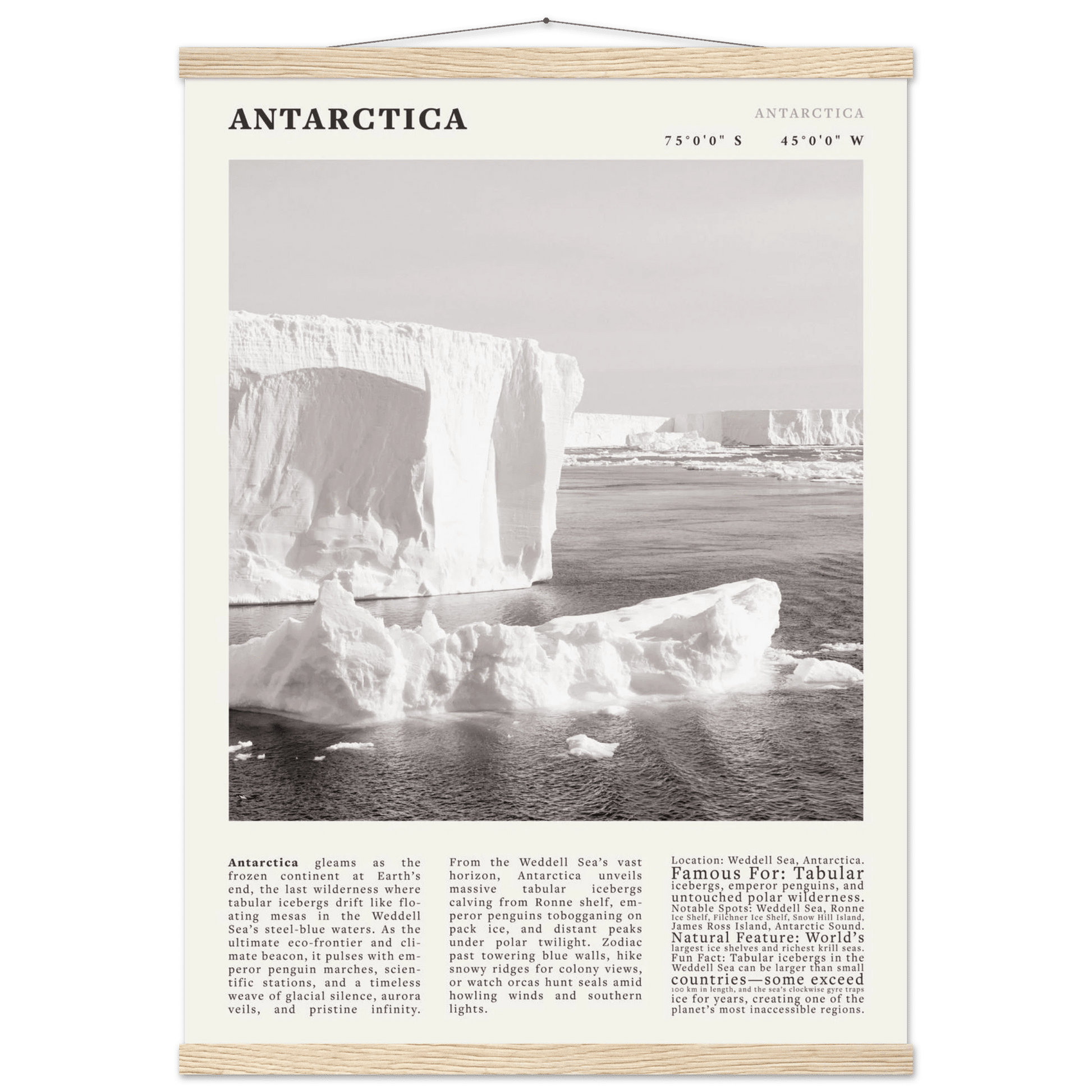 Antarctica Poster Black and White – Vintage Weddell Sea Iceberg Print (Digital & Printed Options) - Evergreen Posters