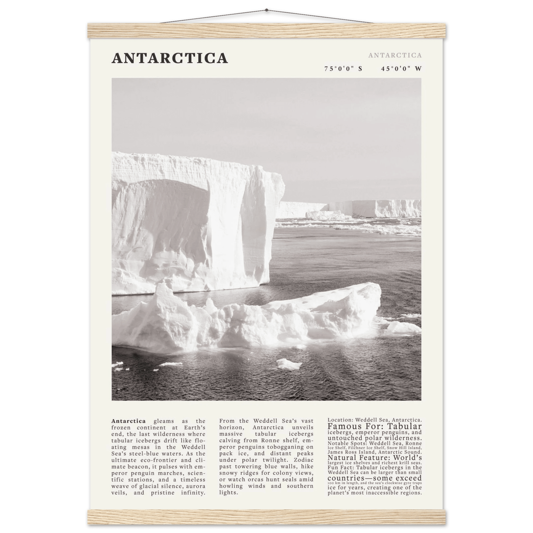 Antarctica Poster Black and White – Vintage Weddell Sea Iceberg Print (Digital & Printed Options) - Evergreen Posters