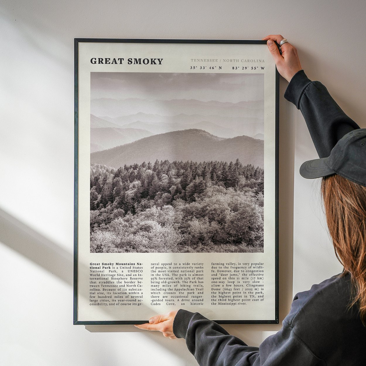 Great Smoky Mountains Poster | Black & White National Park Wall Art | Tennessee Print - Evergreen Posters