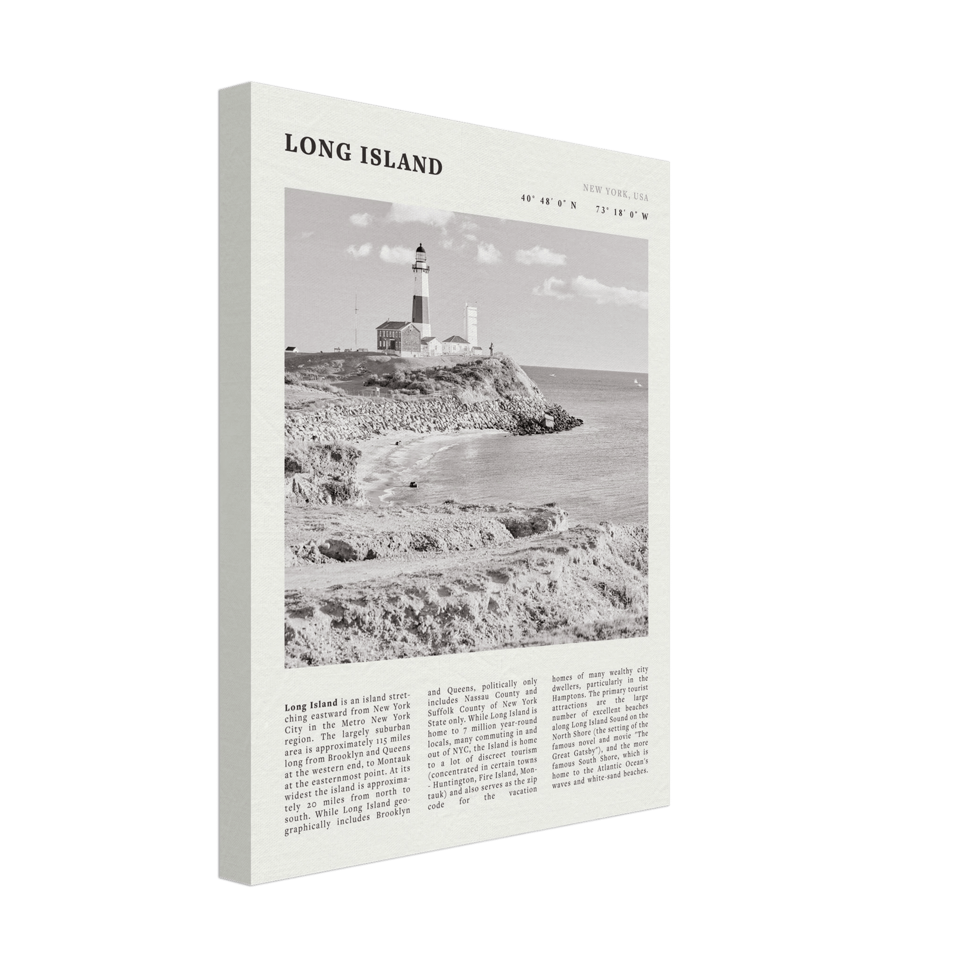 Long Island Poster | Black & White Montauk Lighthouse Wall Art | New York Print - Evergreen Posters