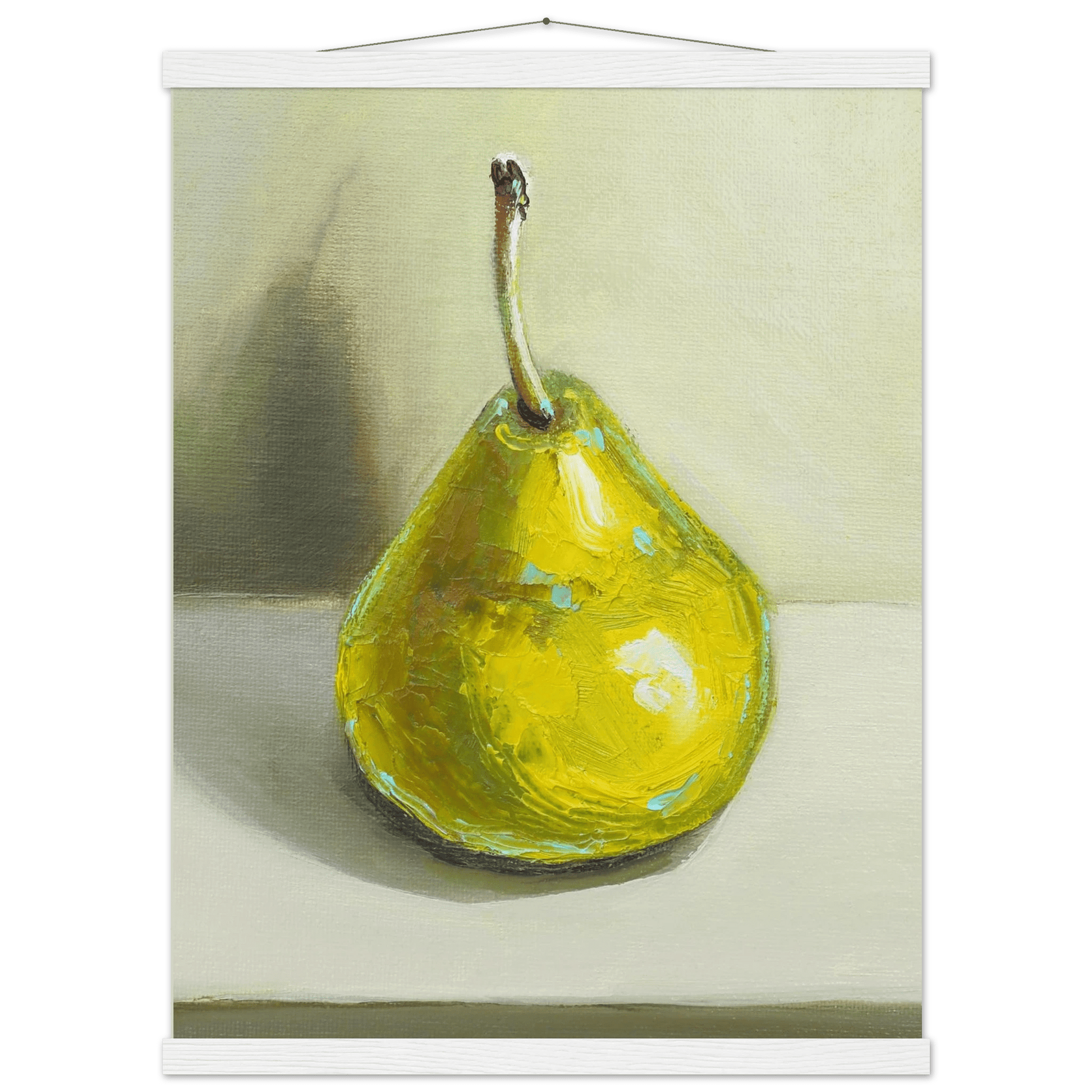 Pear Print | Green Pear Oil Painting Wall Art | Kitchen Poster - Evergreen Posters