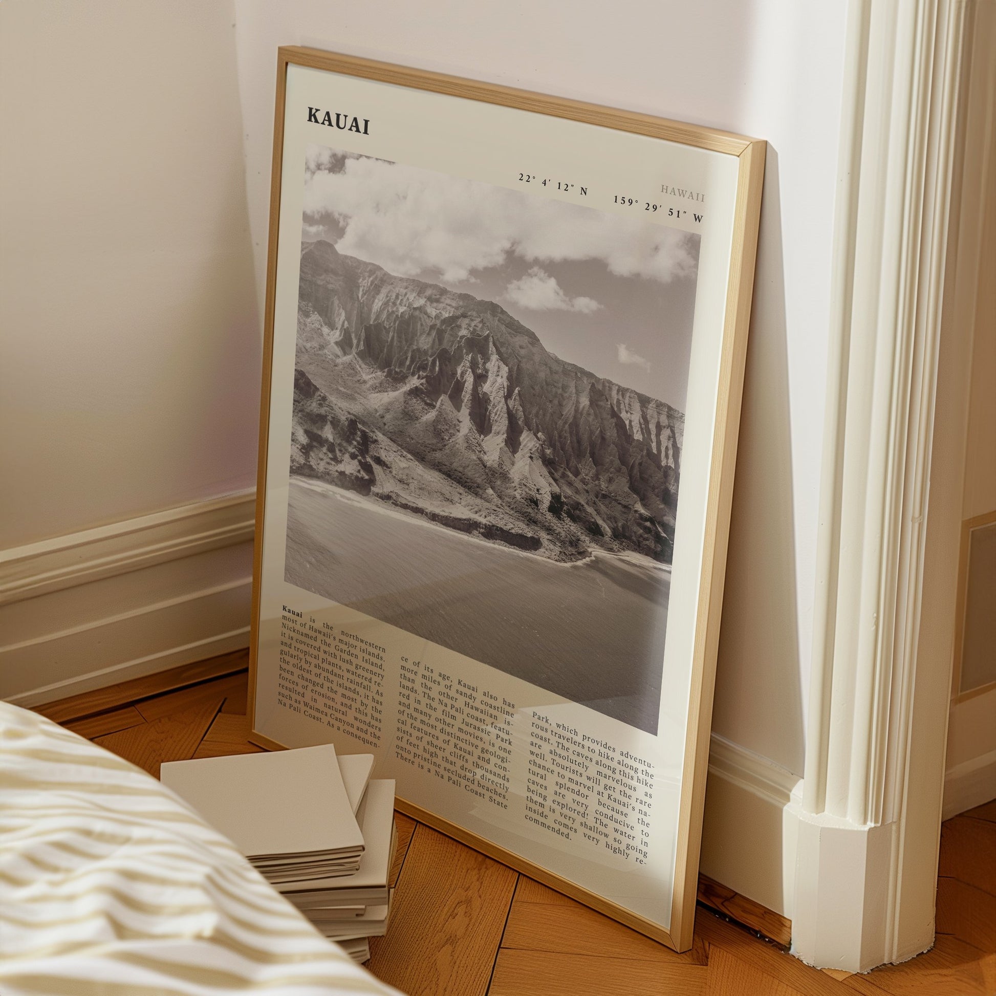 Kauai Poster | Black & White Na Pali Coast Wall Art | Hawaii Travel Print Decor - Evergreen Posters