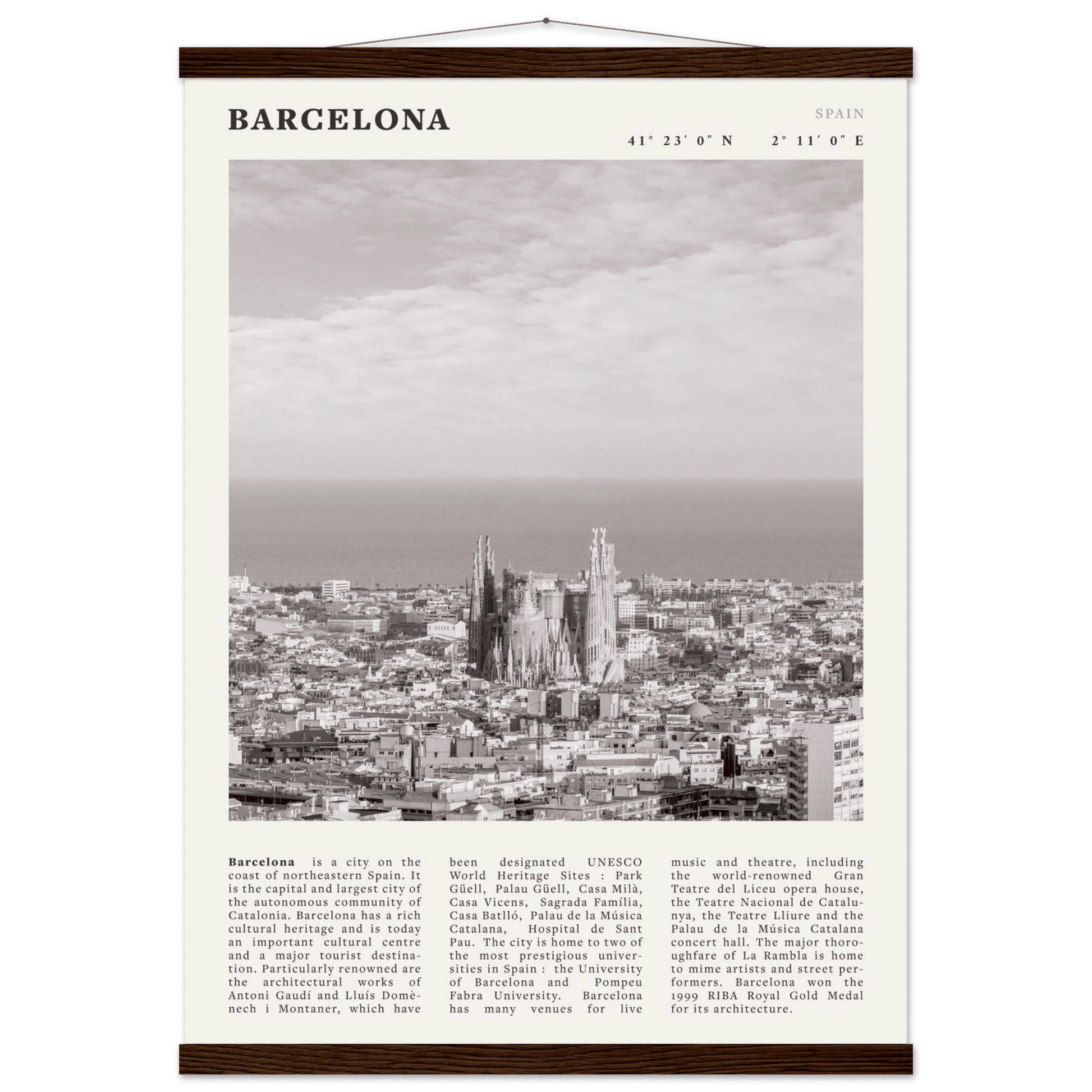 Barcelona Poster | Black & White Sagrada Familia Wall Art | Spain Travel Print - Evergreen Posters