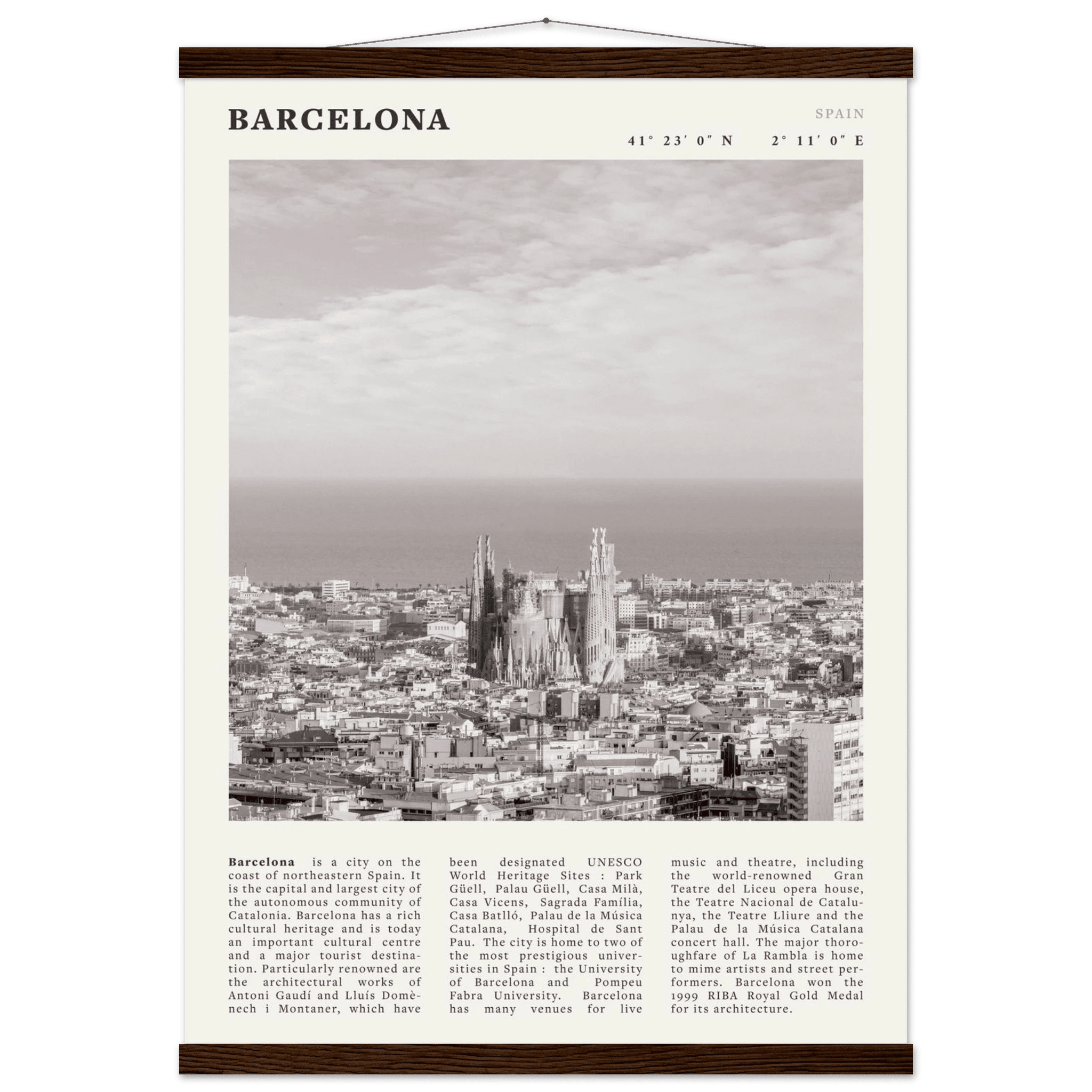 Barcelona Poster | Black & White Sagrada Familia Wall Art | Spain Travel Print - Evergreen Posters