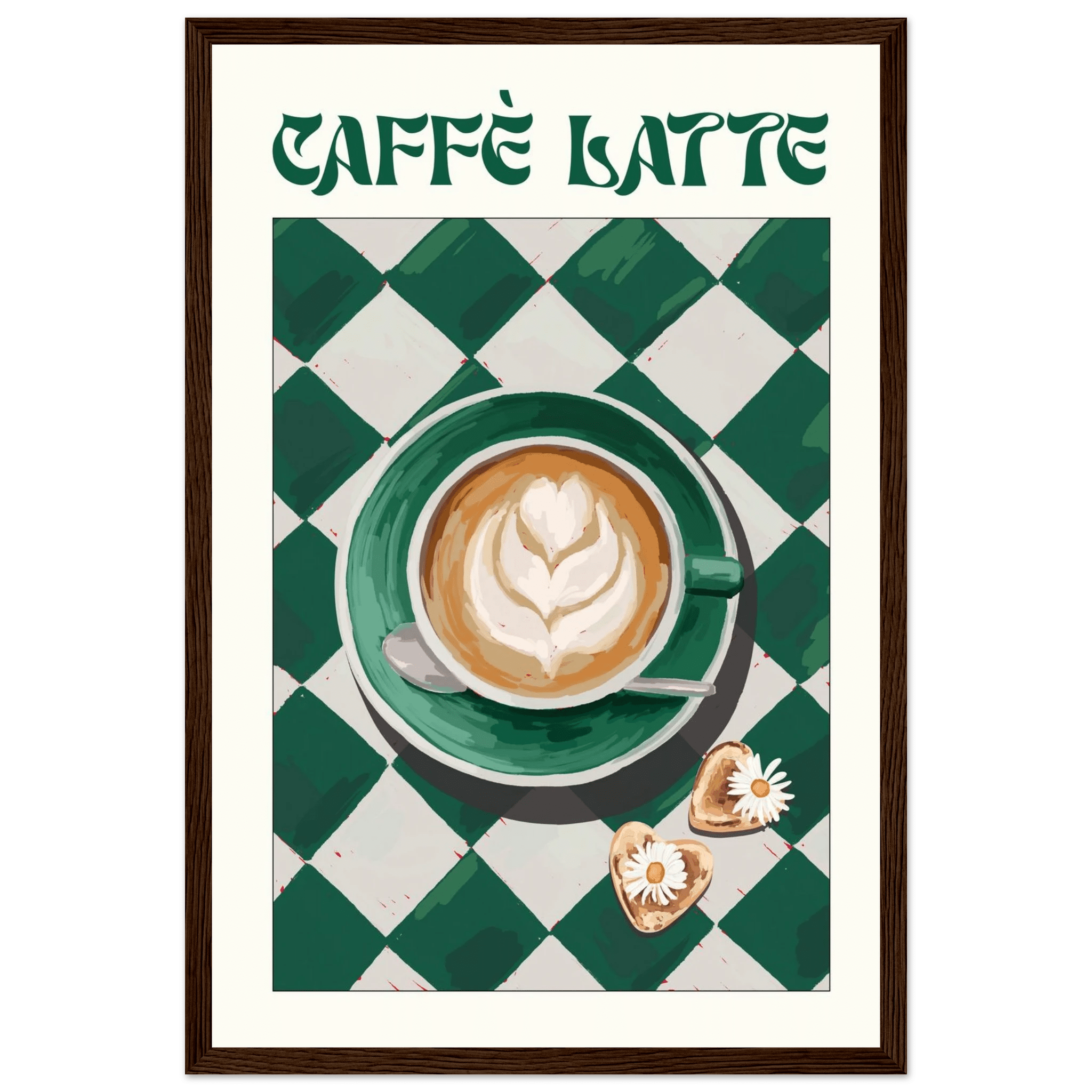 Caffè Latte Poster – Playful Coffee Kitchen Wall Art Print (Digital & Printed Options) - Evergreen Posters