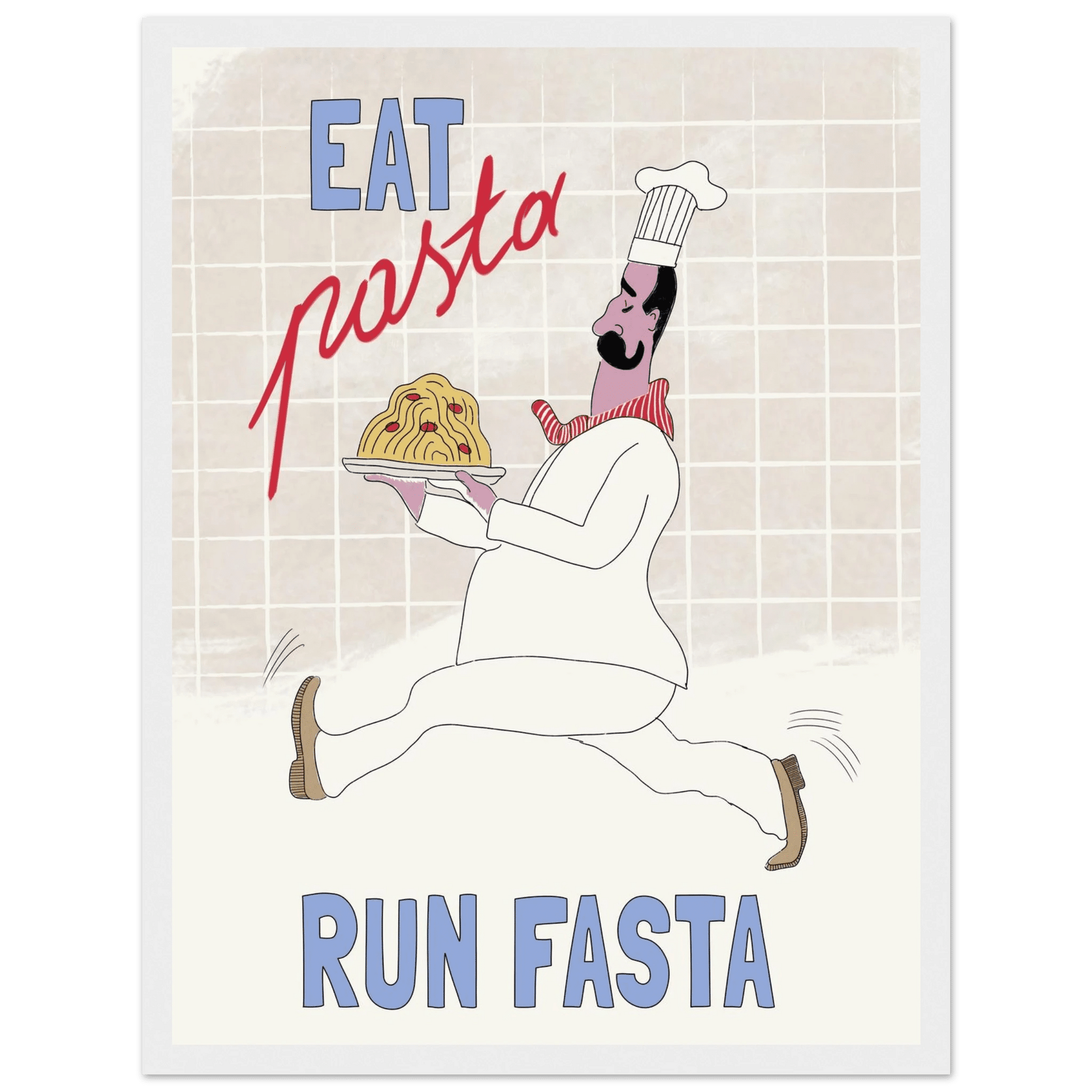 Eat Pasta Run Fasta Poster – Fun Kitchen Wall Art Print (Digital & Printed Options) - Evergreen Posters