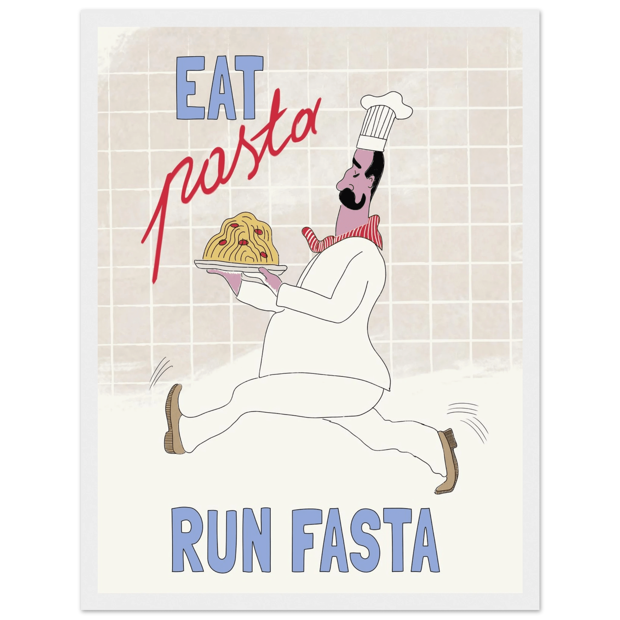Eat Pasta Run Fasta Poster – Fun Kitchen Wall Art Print (Digital & Printed Options) - Evergreen Posters