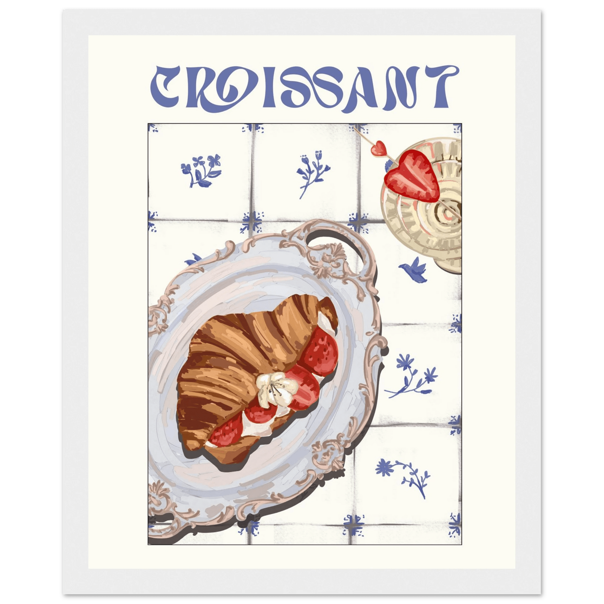 Croissant Poster – Charming French Breakfast Kitchen Wall Art Print (Digital & Printed Options) - Evergreen Posters