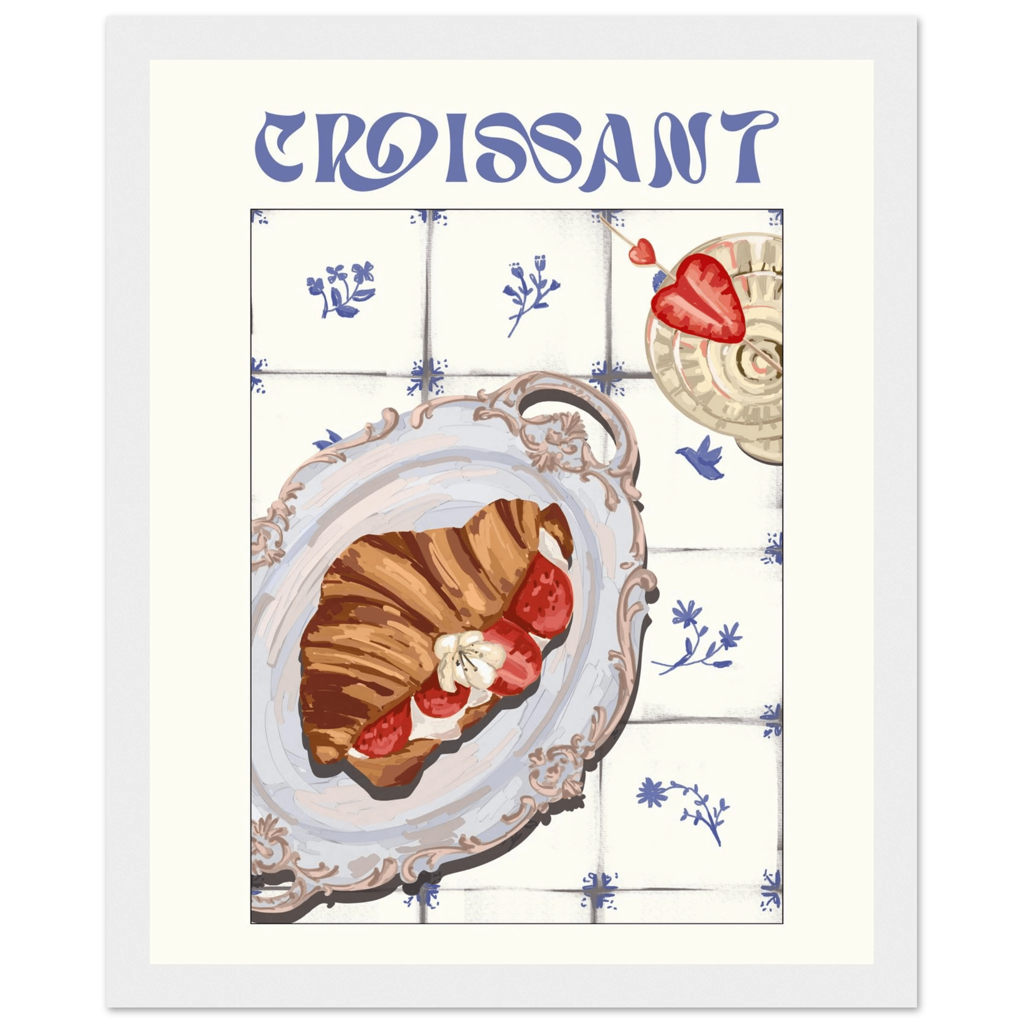 Croissant Poster – Charming French Breakfast Kitchen Wall Art Print (Digital & Printed Options) - Evergreen Posters