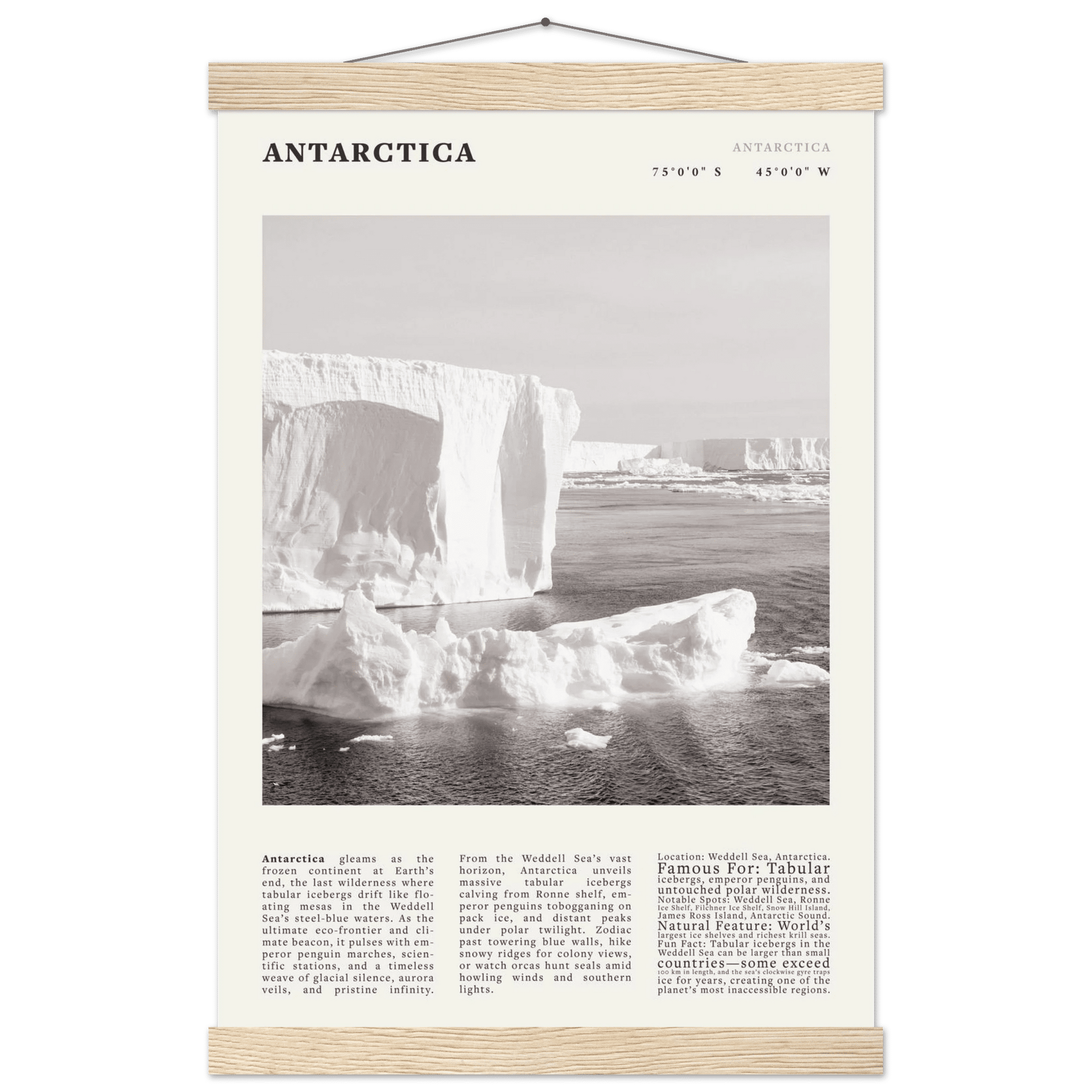 Antarctica Poster Black and White – Vintage Weddell Sea Iceberg Print (Digital & Printed Options) - Evergreen Posters