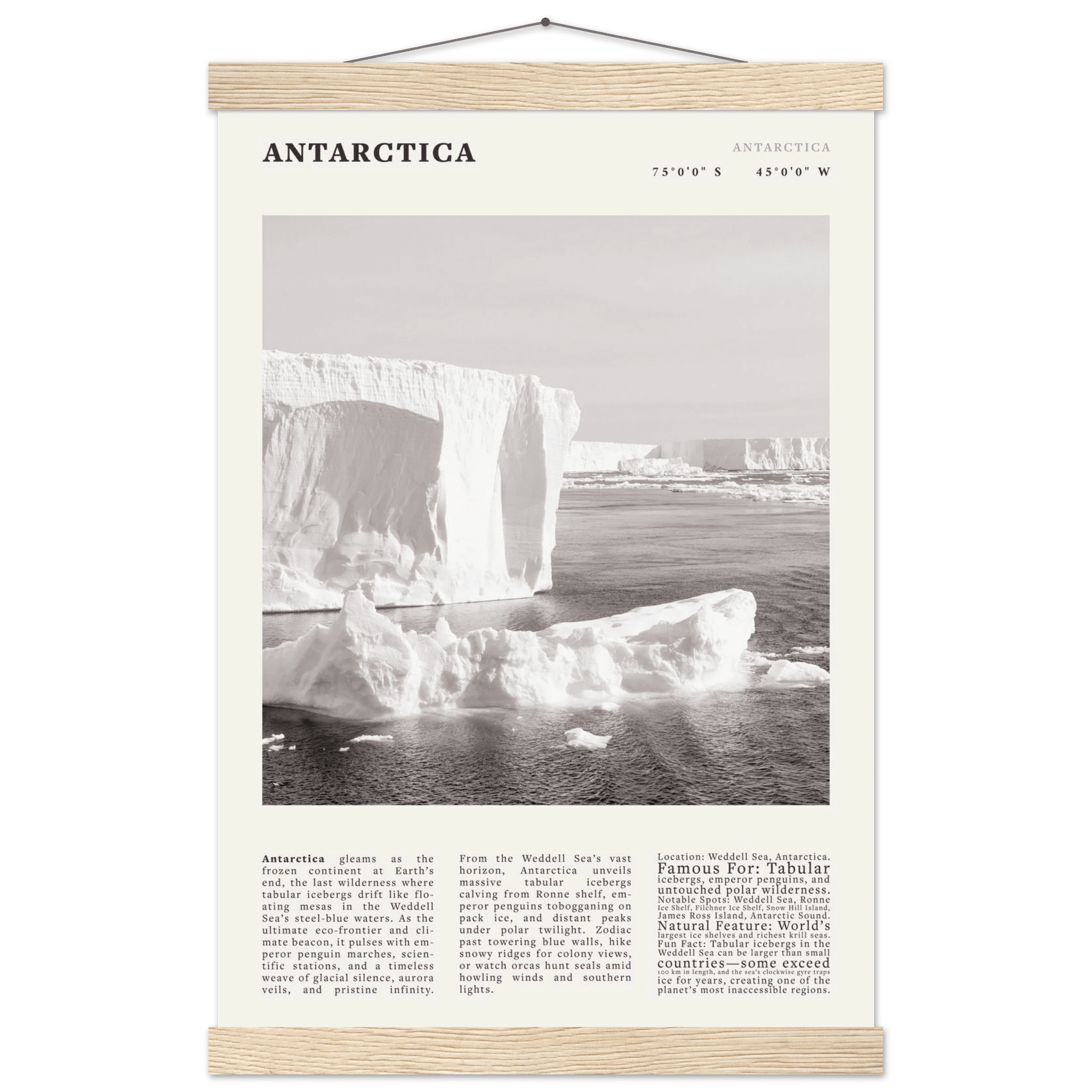 Antarctica Poster Black and White – Vintage Weddell Sea Iceberg Print (Digital & Printed Options) - Evergreen Posters