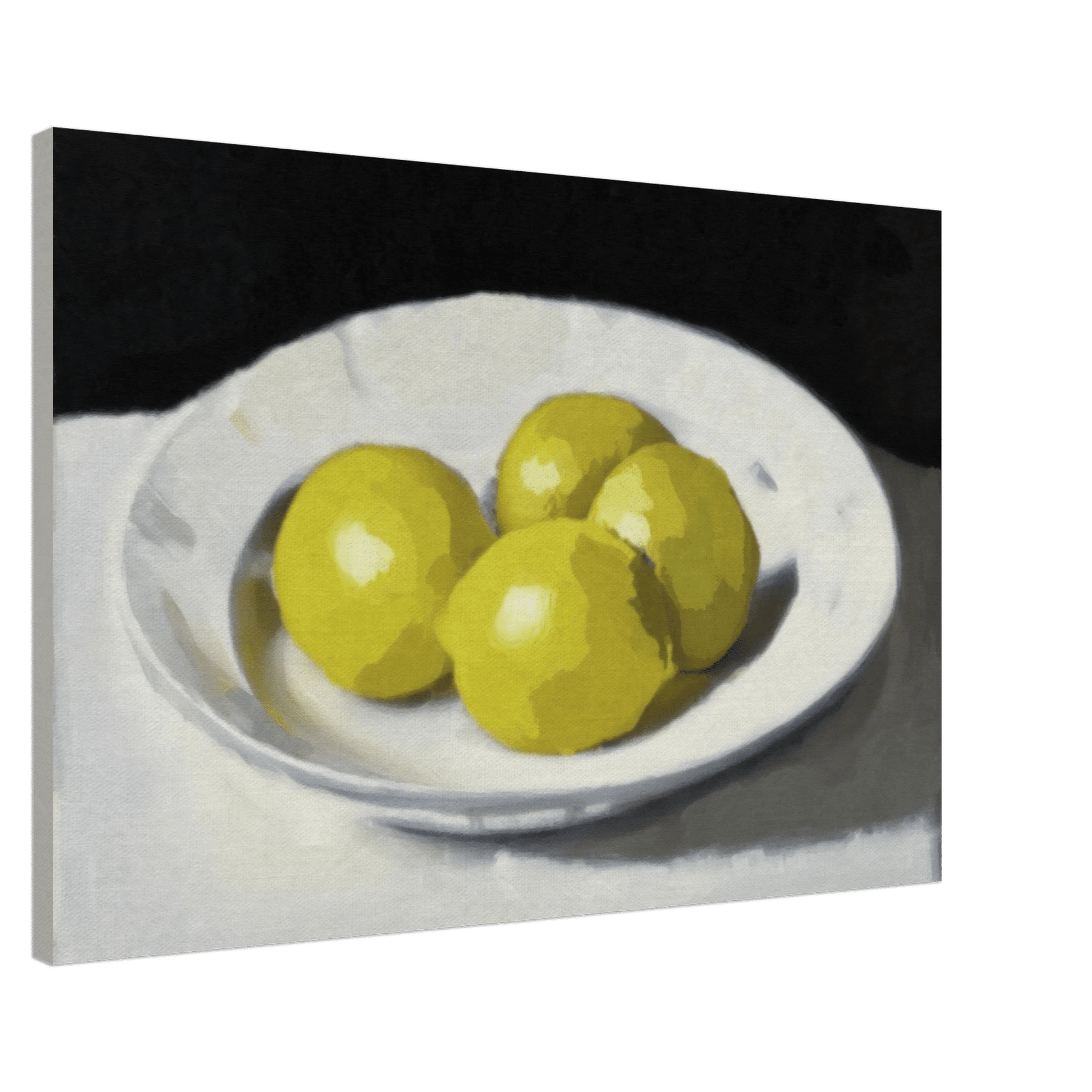 Lemons Print | Three Lemons Oil Painting Wall Art | Kitchen Still Life Poster - Evergreen Posters
