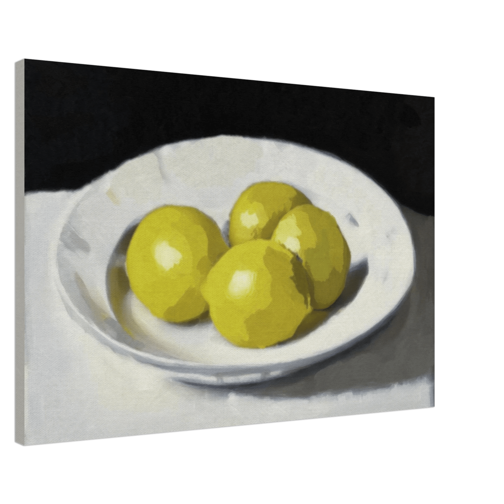 Lemons Print | Three Lemons Oil Painting Wall Art | Kitchen Still Life Poster - Evergreen Posters