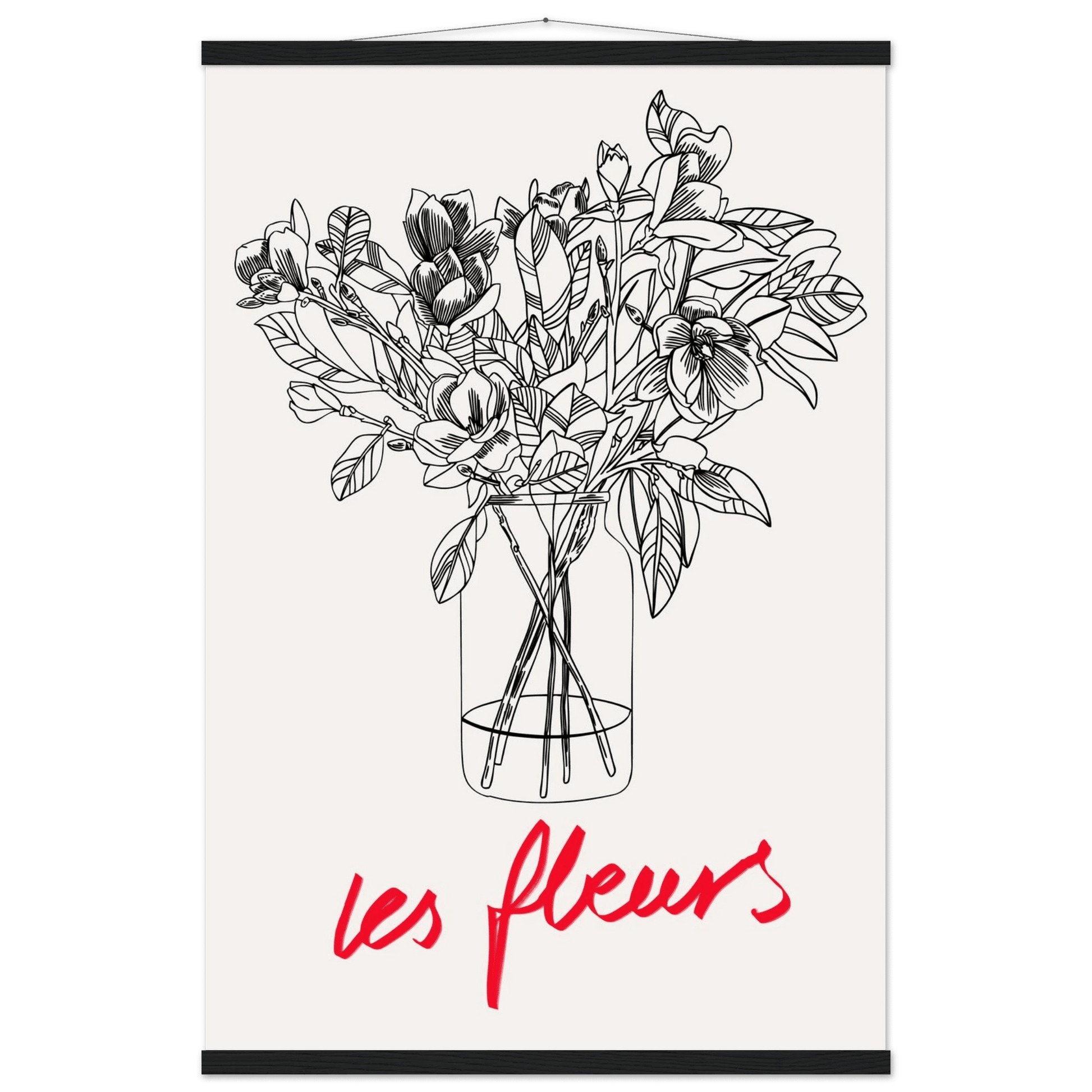 Les Fleurs Botanical Poster | French Flower Line Art Print | Minimalist Floral Wall Decor - Evergreen Posters