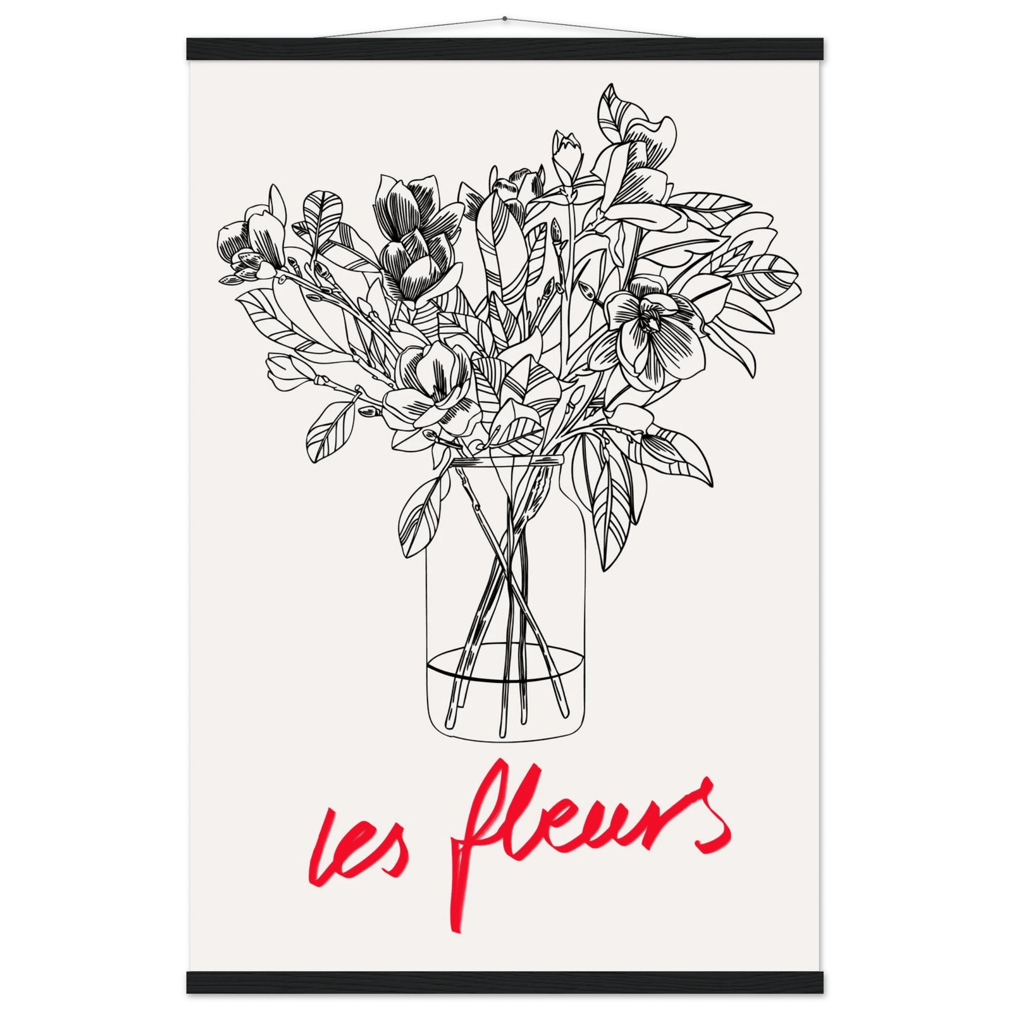 Les Fleurs Botanical Poster | French Flower Line Art Print | Minimalist Floral Wall Decor - Evergreen Posters