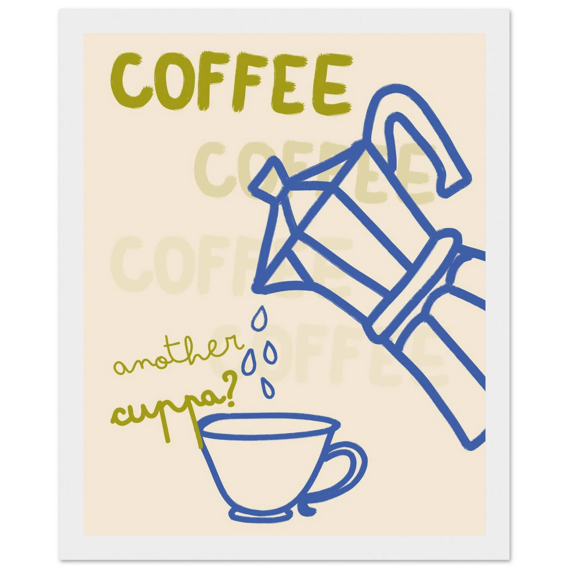 Coffee Print | Another Cuppa Moka Pot Wall Art | Kitchen Coffee Poster - Evergreen Posters