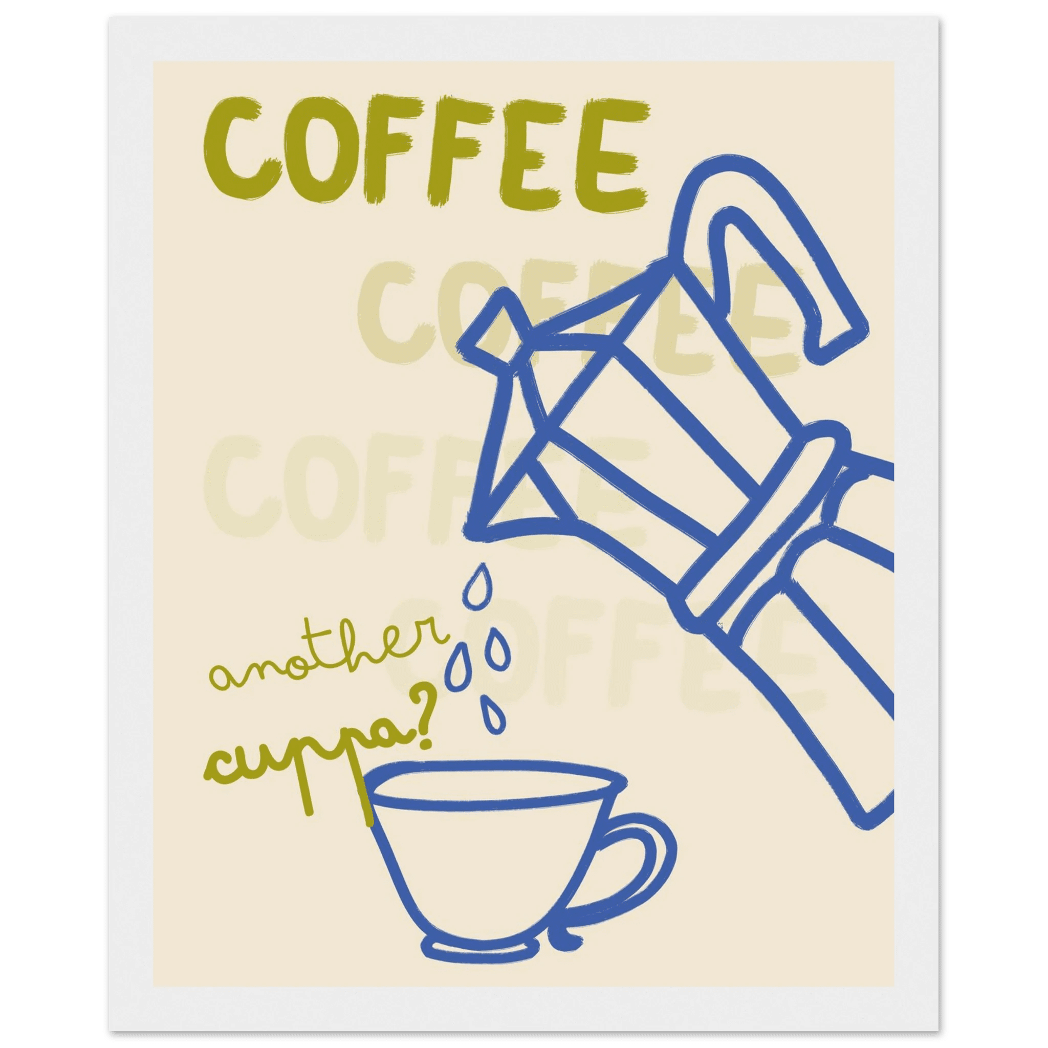 Coffee Print | Another Cuppa Moka Pot Wall Art | Kitchen Coffee Poster - Evergreen Posters