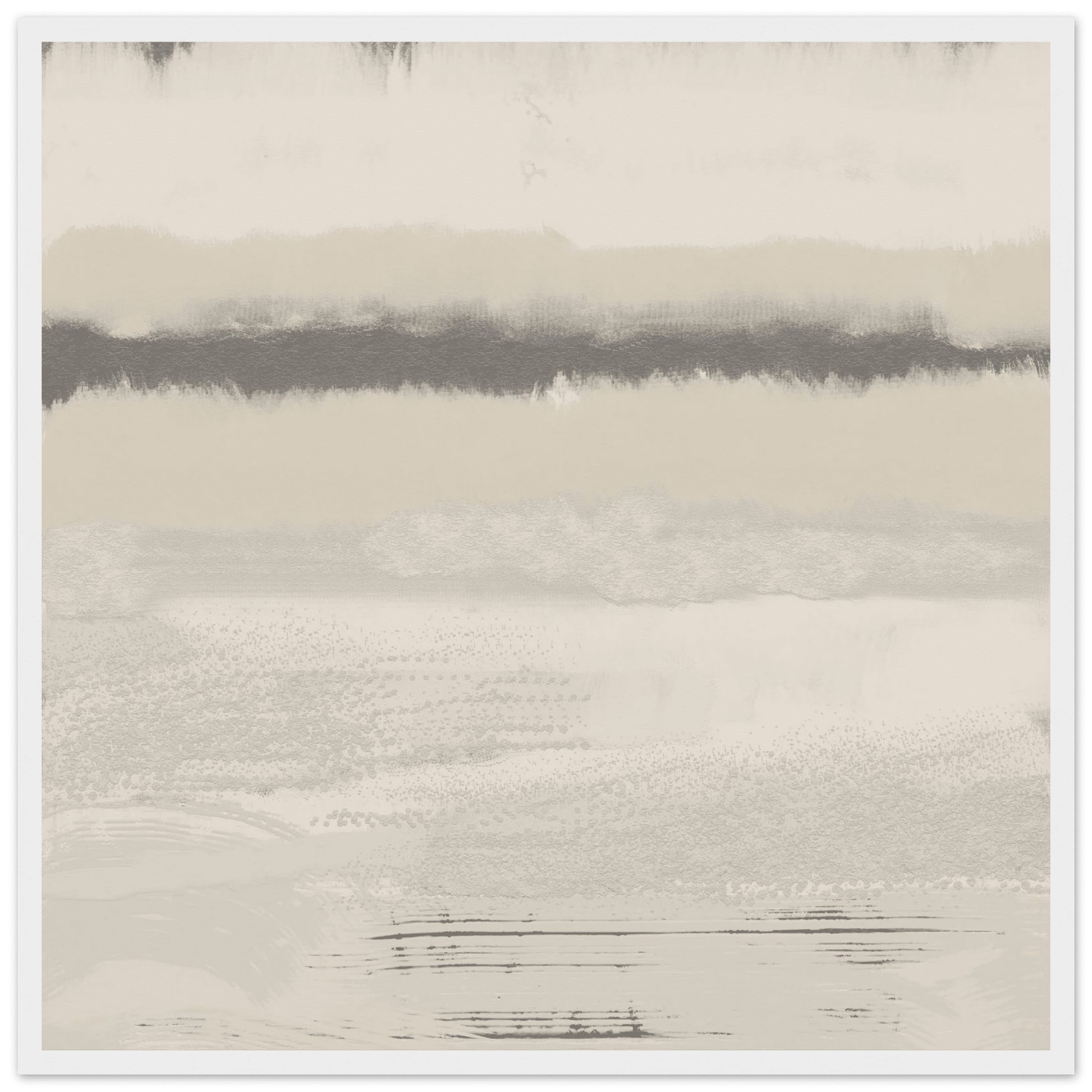 Misty Abstract Poster | Beige & Grey Textured Wall Art | Minimalist Square Print - Evergreen Posters