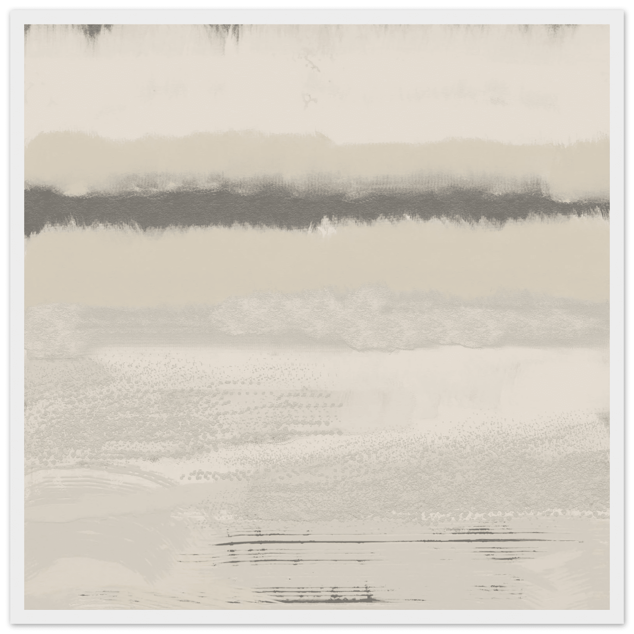 Misty Abstract Poster | Beige & Grey Textured Wall Art | Minimalist Square Print - Evergreen Posters