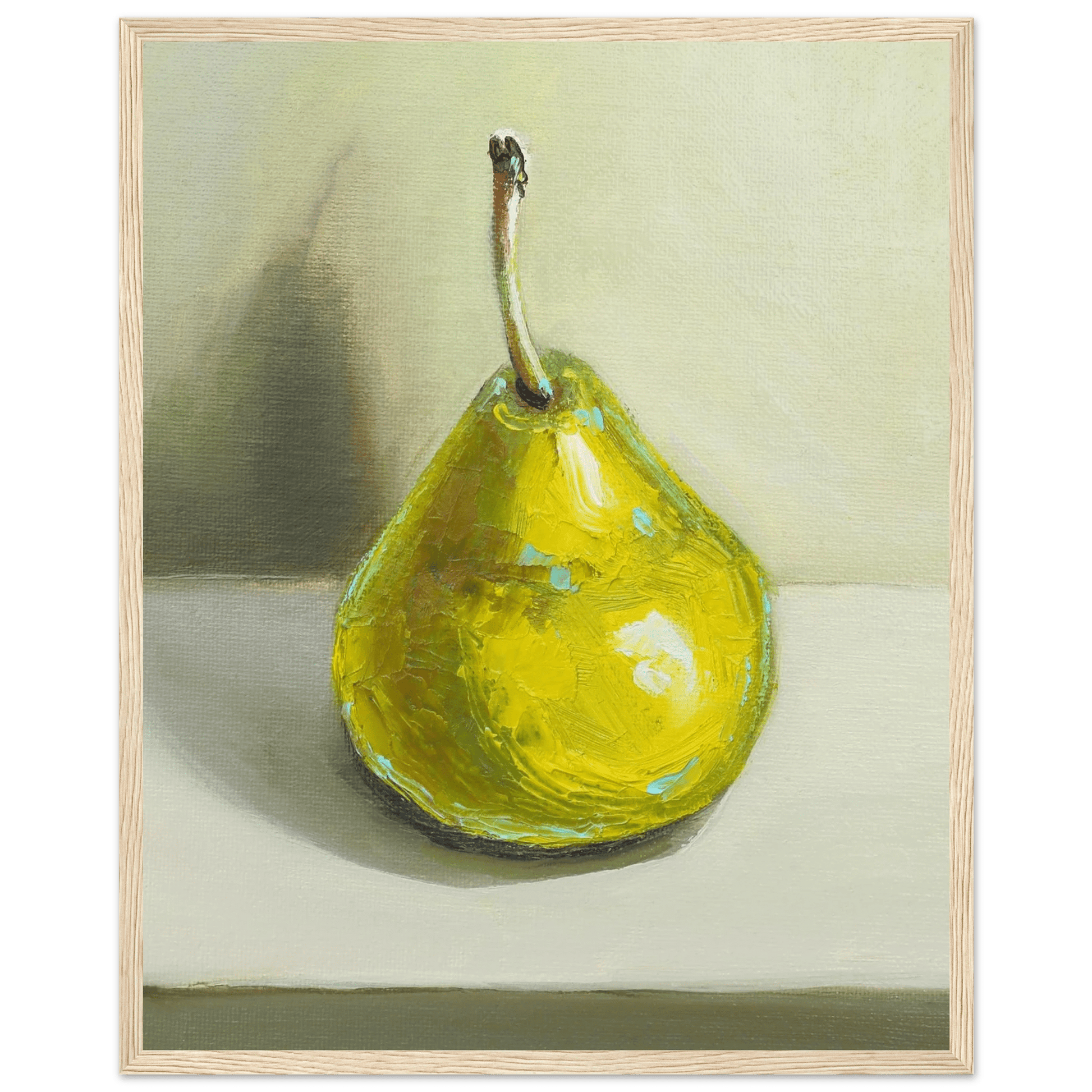 Pear Print | Green Pear Oil Painting Wall Art | Kitchen Poster - Evergreen Posters