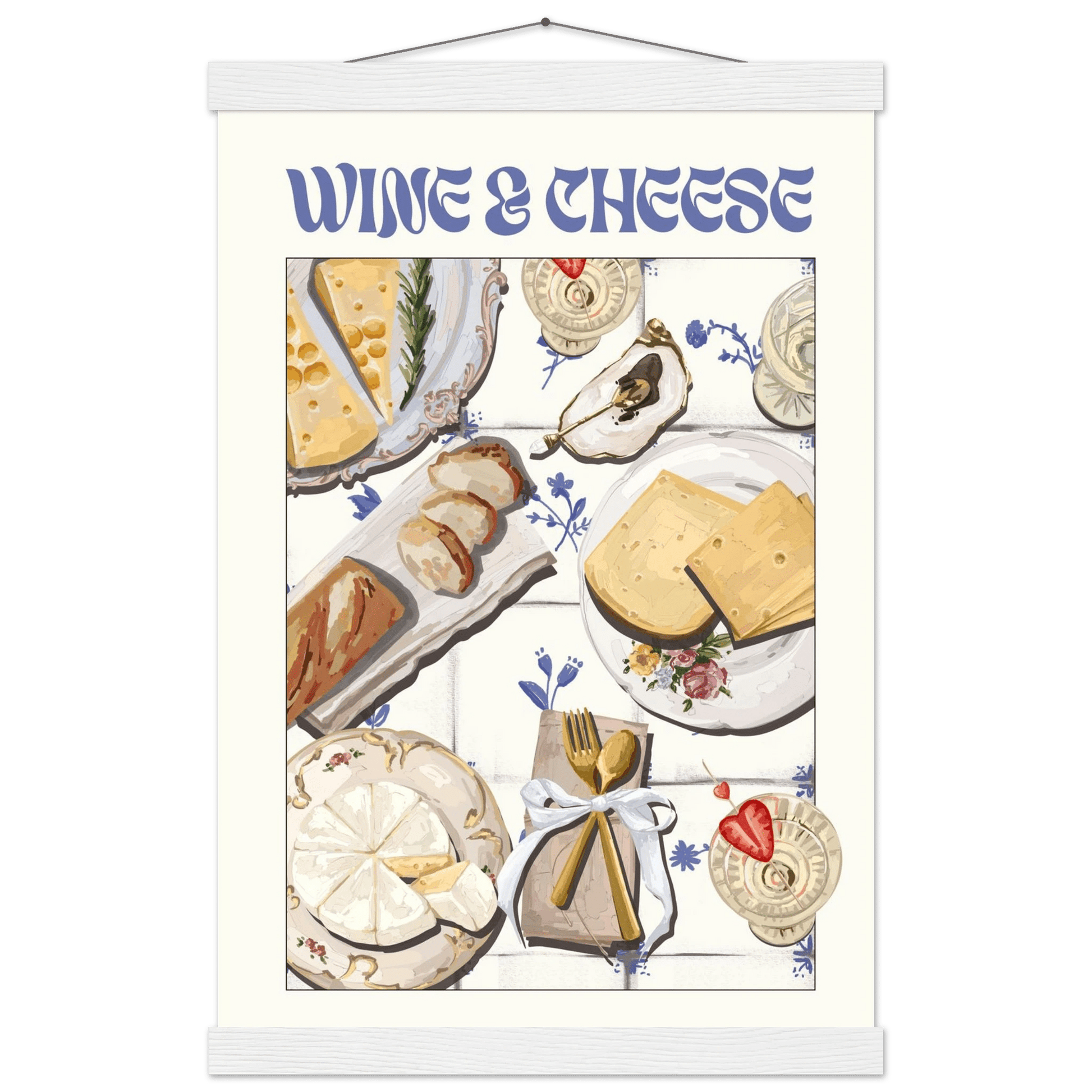 Wine & Cheese Poster – Elegant Kitchen & Dining Wall Art Print (Digital & Printed Options) - Evergreen Posters