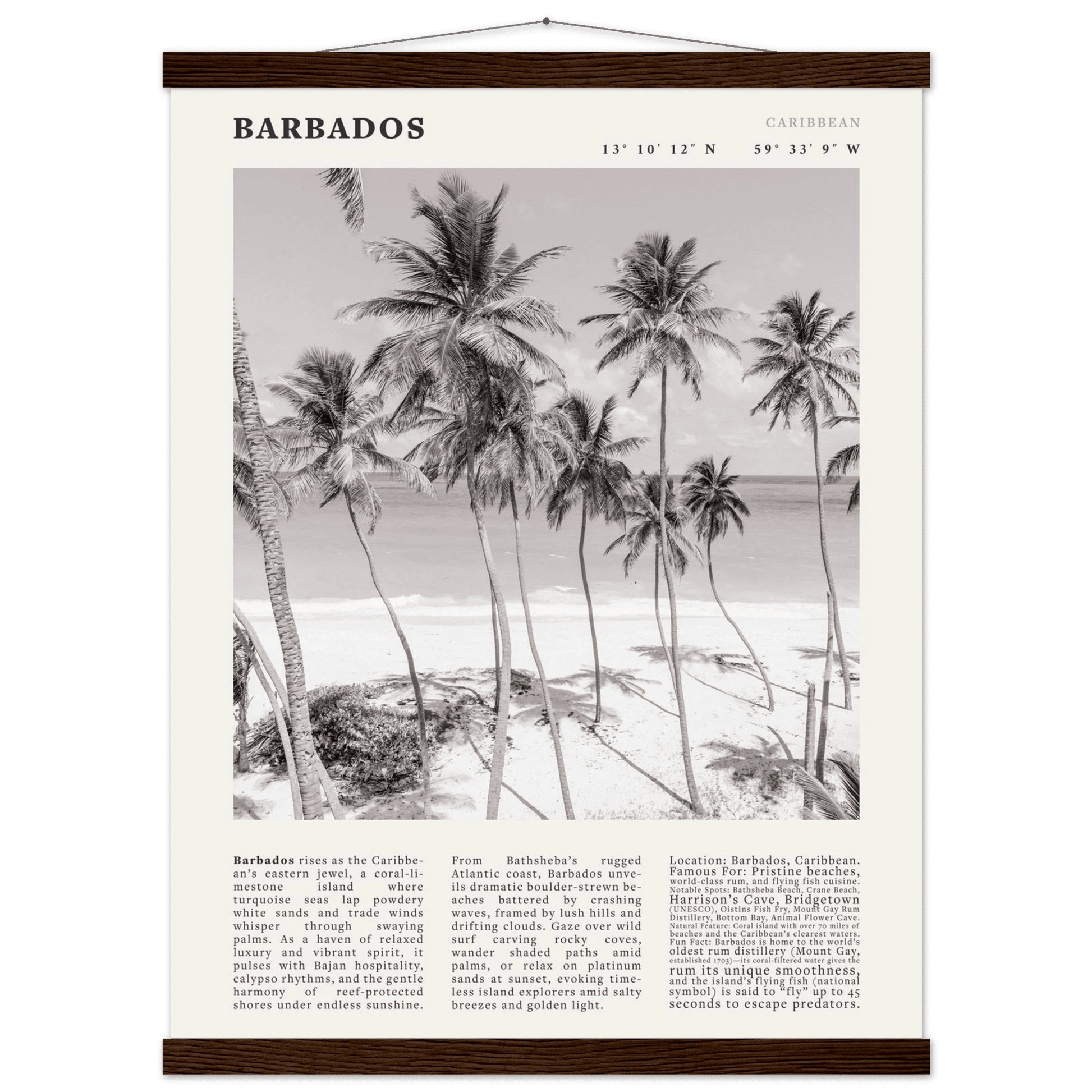 Barbados Poster Black and White – Vintage Caribbean Palm Beach Print (Digital & Printed Options) - Evergreen Posters