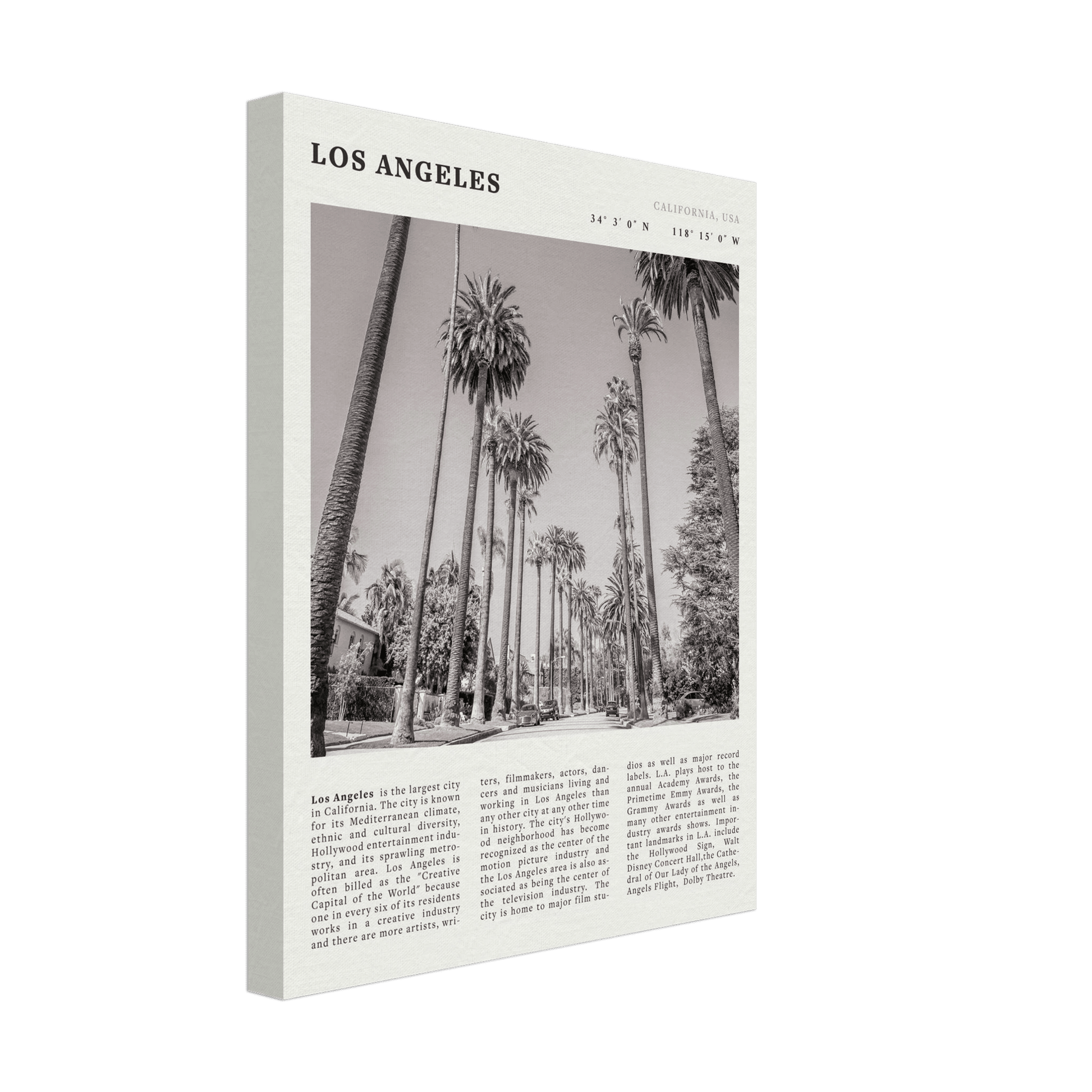 Los Angeles Poster | Black & White Palm Trees Wall Art | California Travel Print - Evergreen Posters