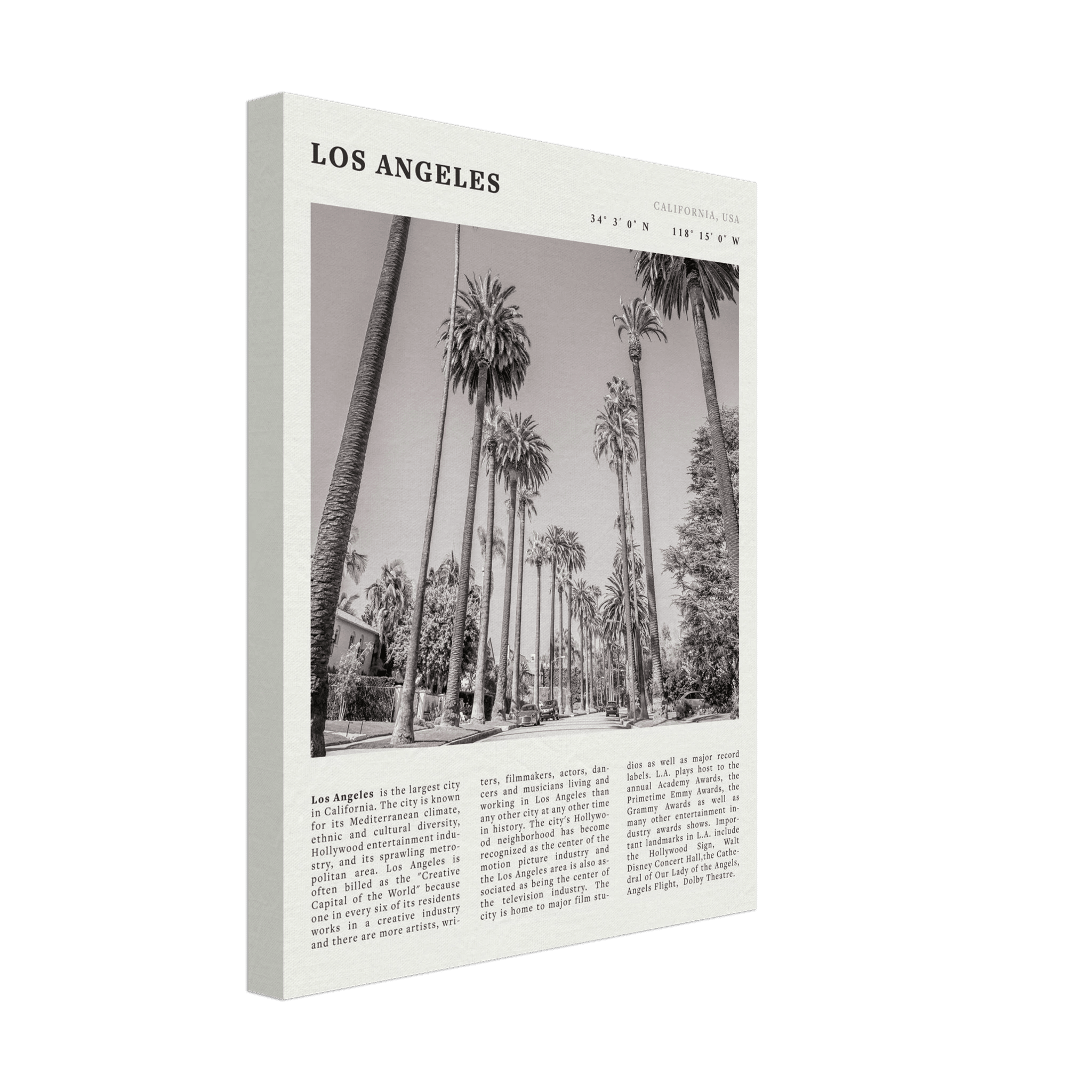 Los Angeles Poster | Black & White Palm Trees Wall Art | California Travel Print - Evergreen Posters