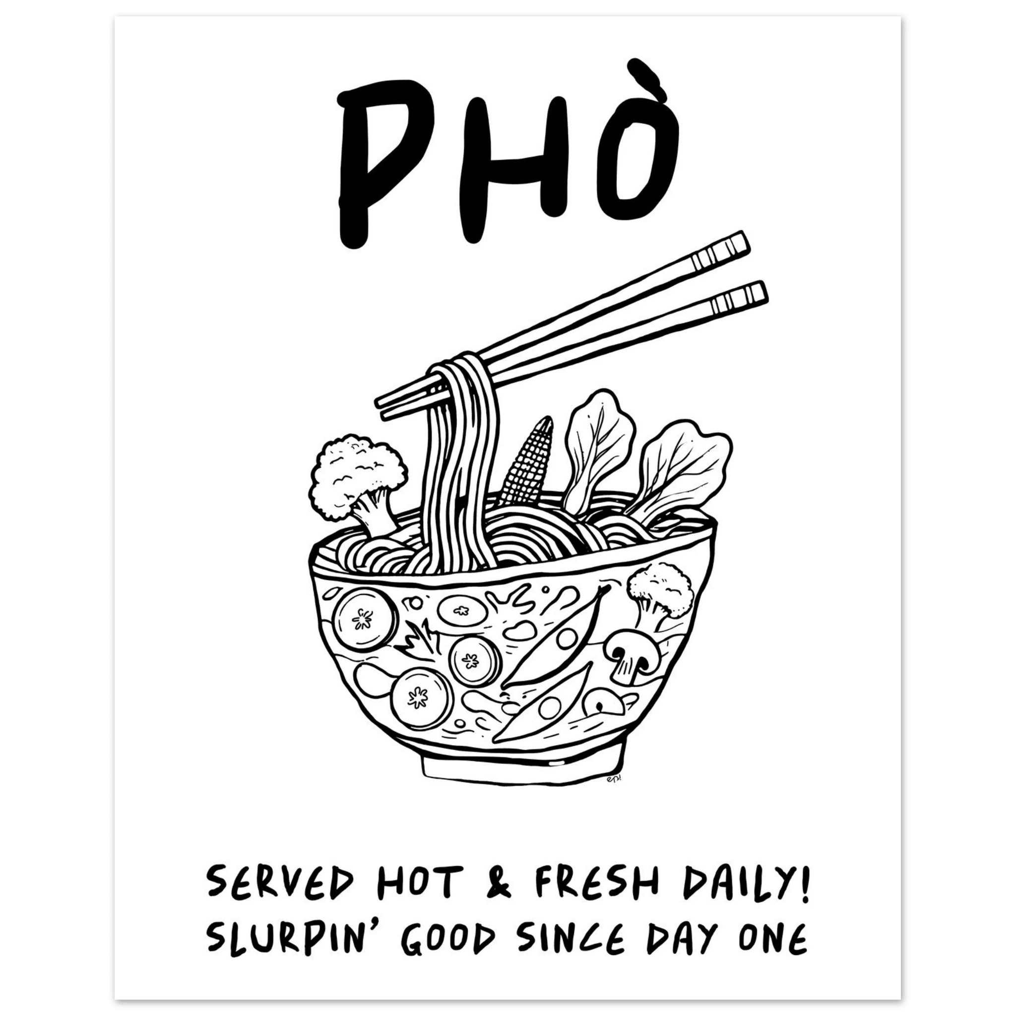 Pho Poster – Funny Vietnamese Kitchen Wall Art Print (Digital & Printed Options) - Evergreen Posters