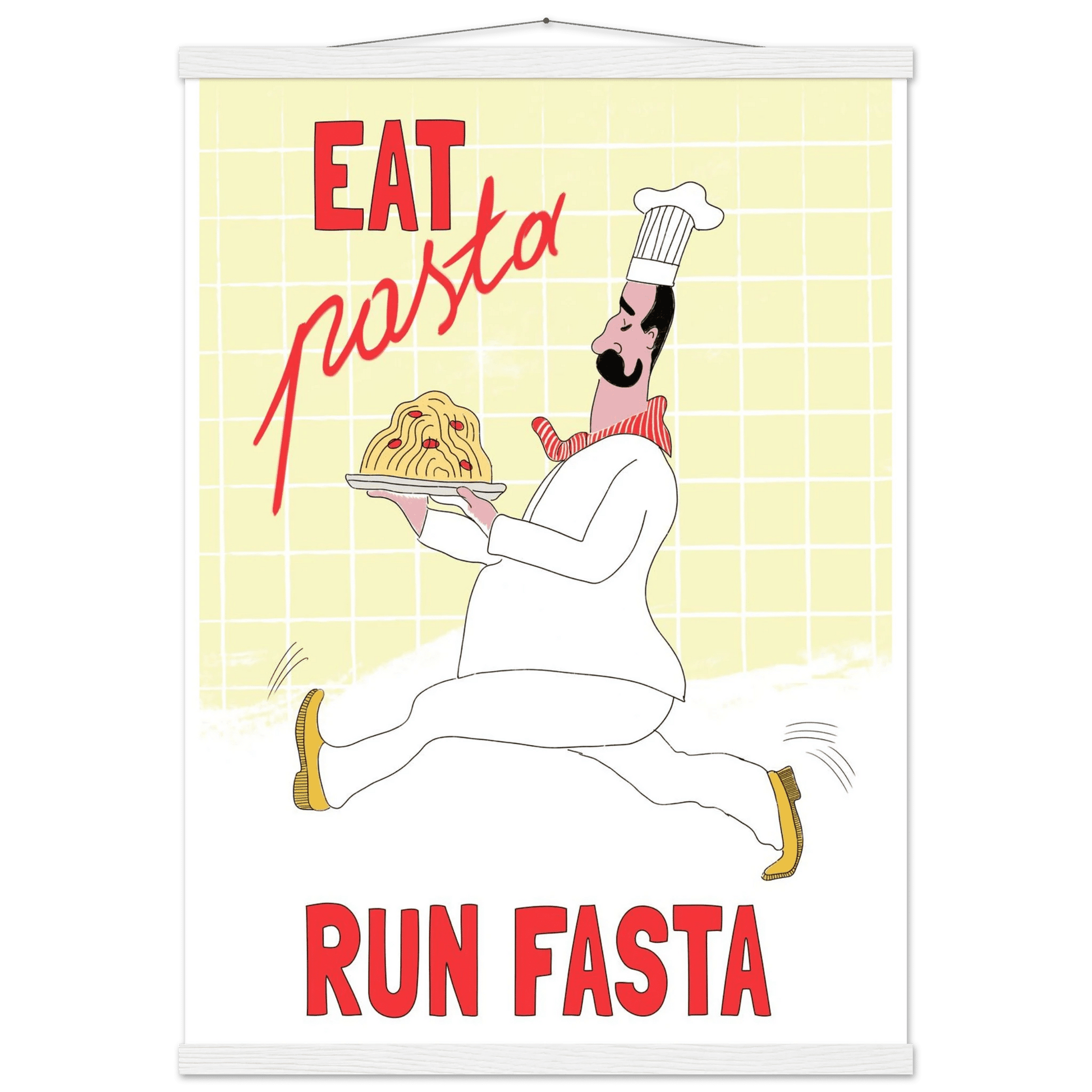 Eat Pasta Run Fasta Poster – Playful Kitchen Wall Art Print (Digital & Printed Options) - Evergreen Posters
