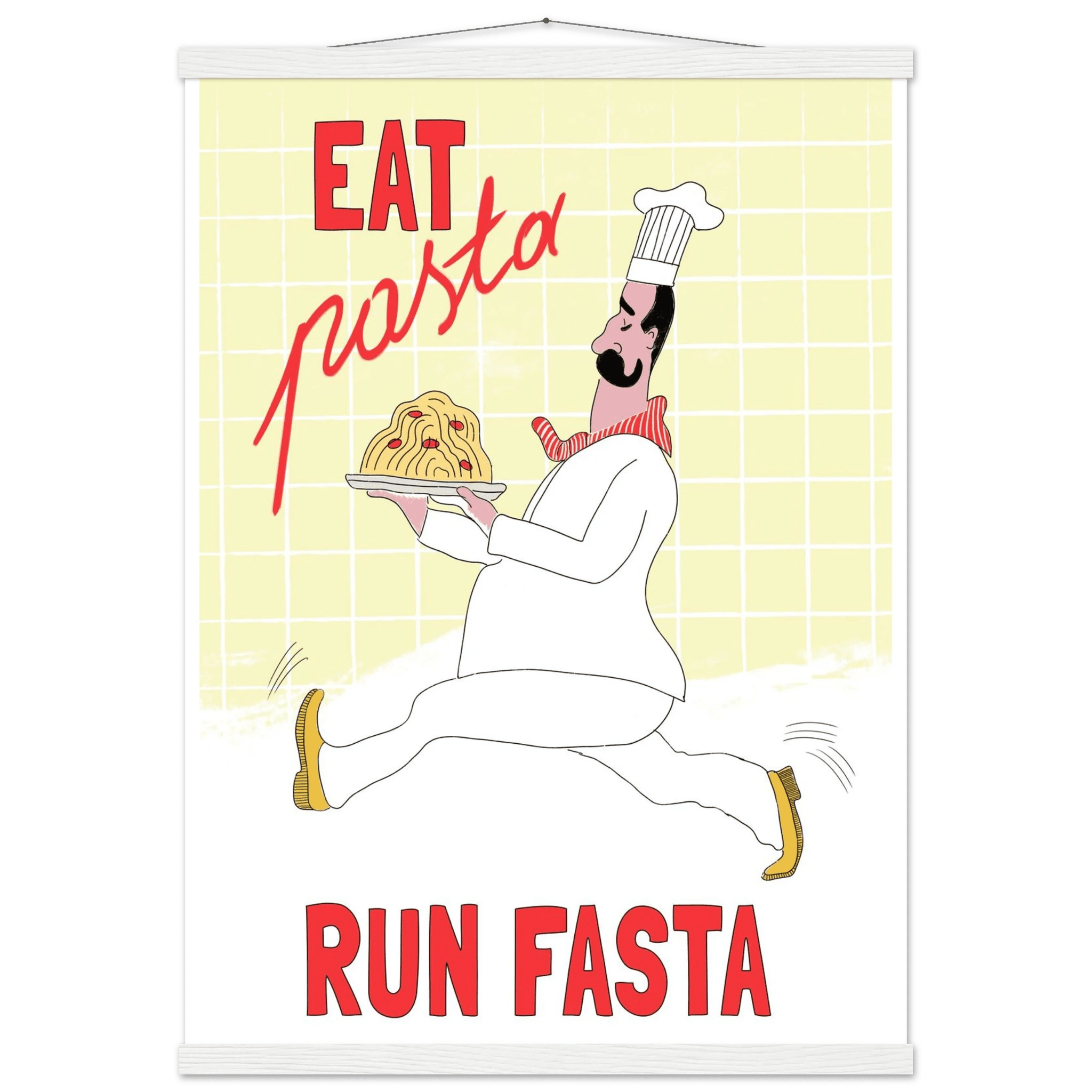 Eat Pasta Run Fasta Poster – Playful Kitchen Wall Art Print (Digital & Printed Options) - Evergreen Posters