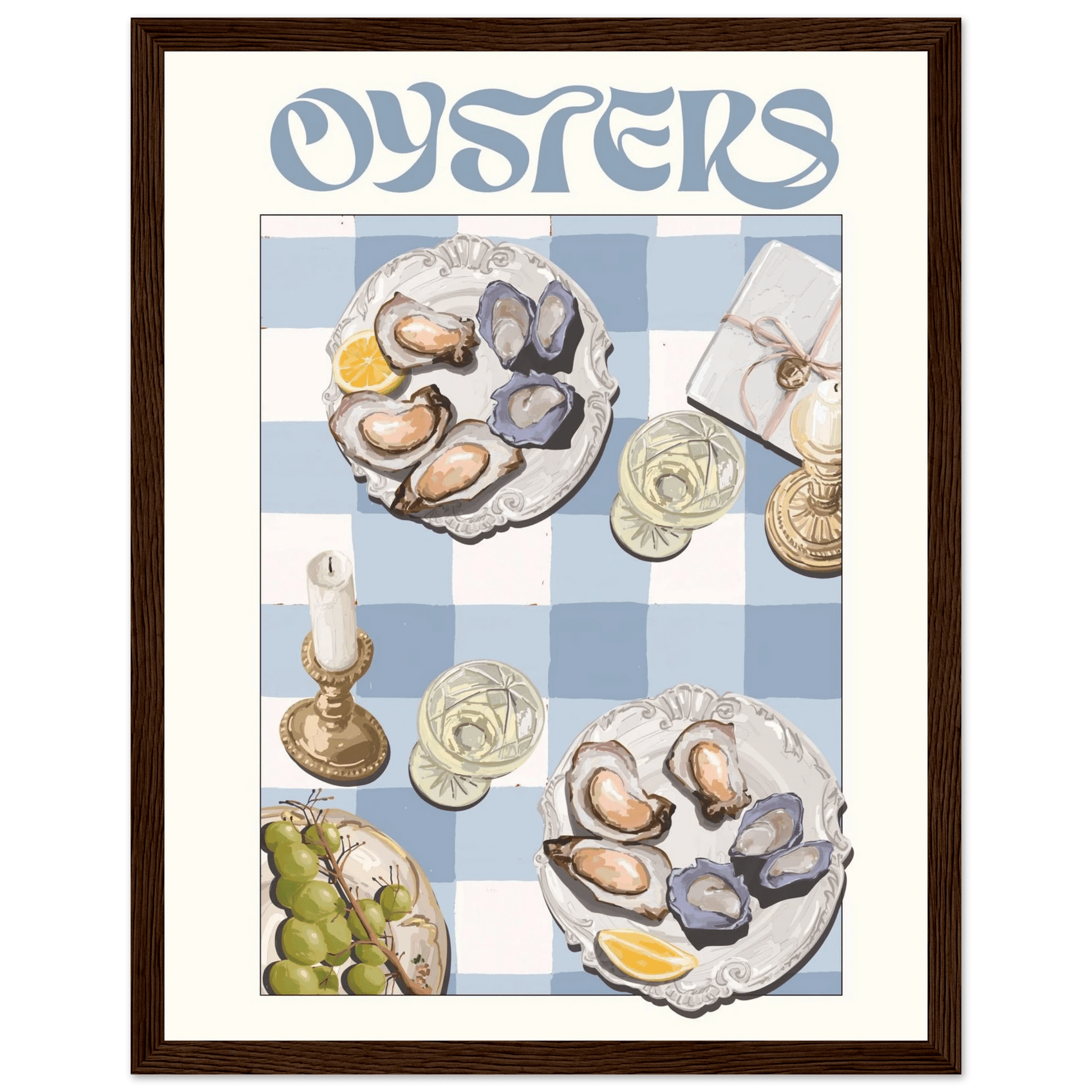 Oysters Poster – Playful Seafood Kitchen Wall Art Print (Digital & Printed Options) - Evergreen Posters