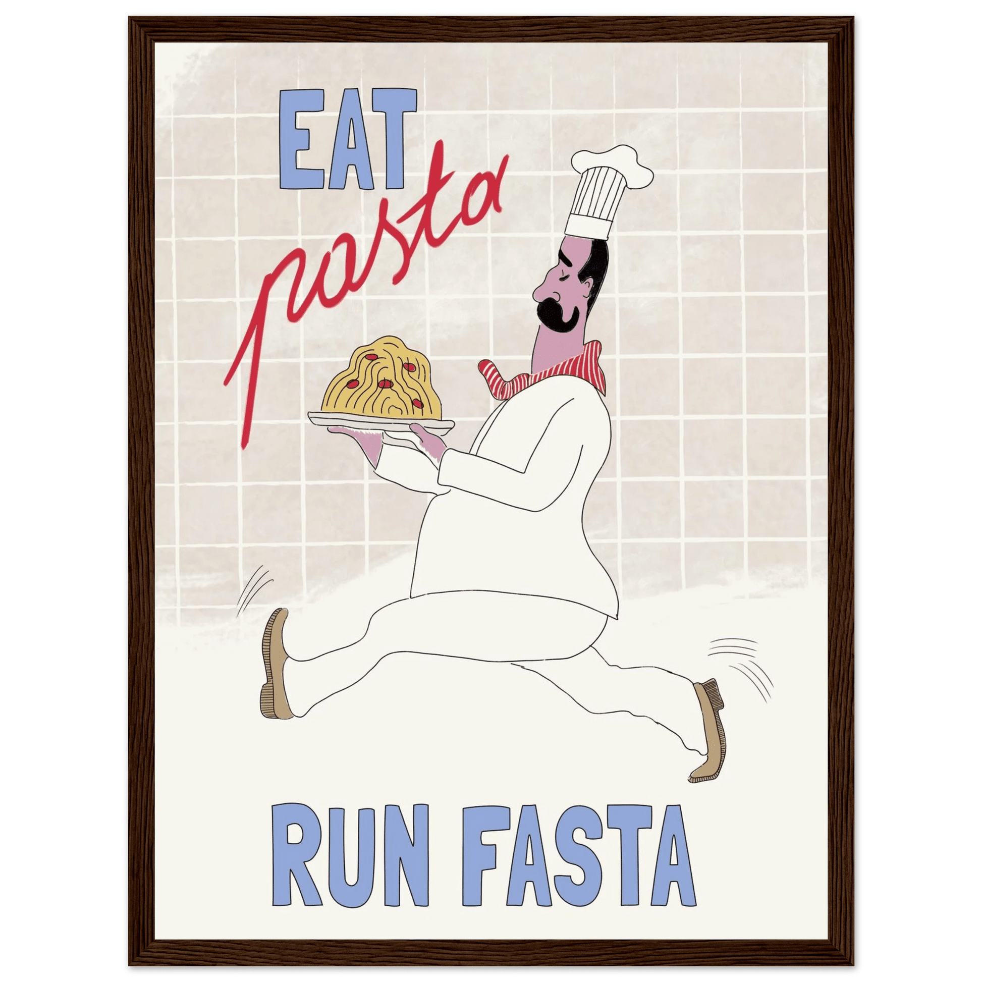 Eat Pasta Run Fasta Poster – Fun Kitchen Wall Art Print (Digital & Printed Options) - Evergreen Posters