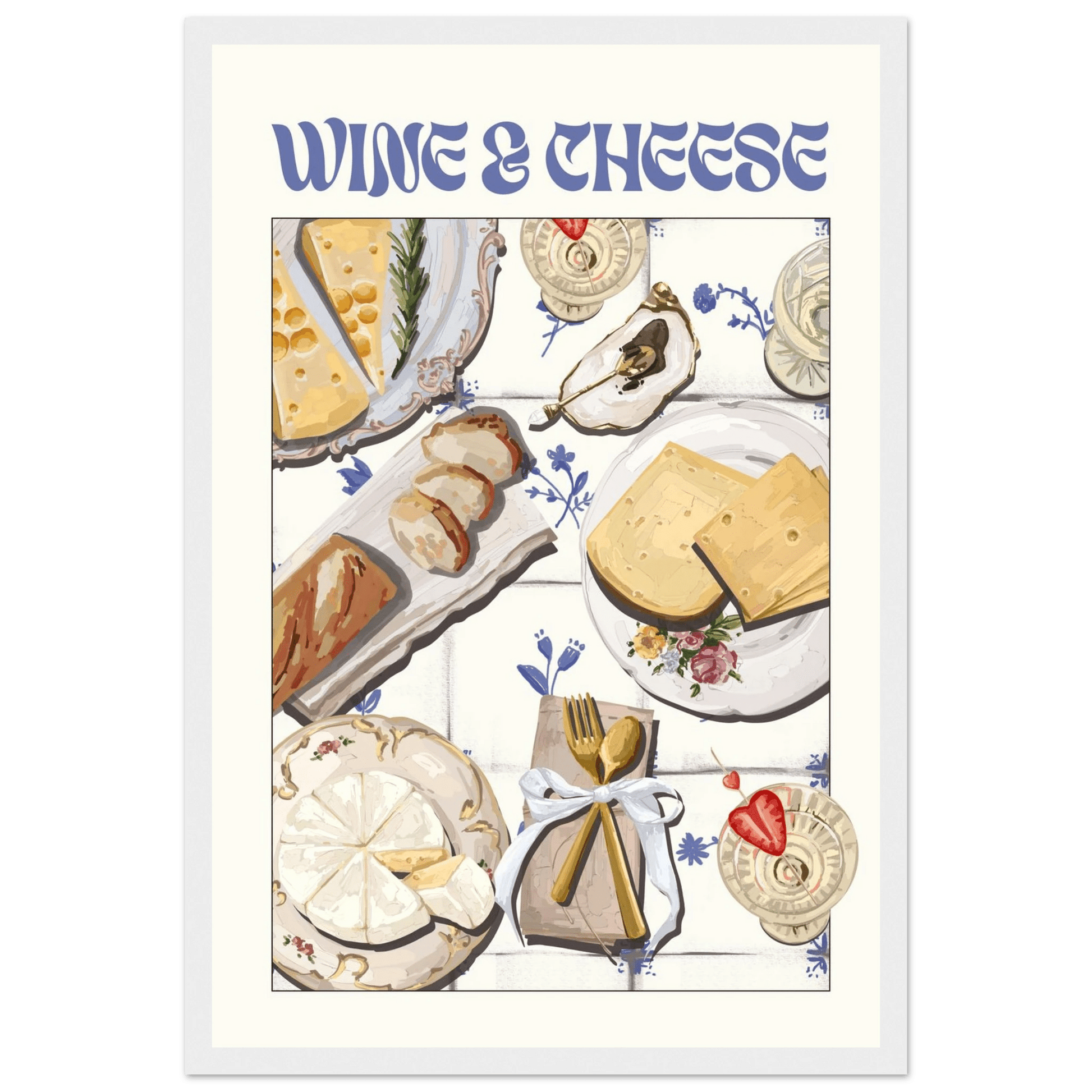 Wine & Cheese Poster – Elegant Kitchen & Dining Wall Art Print (Digital & Printed Options) - Evergreen Posters