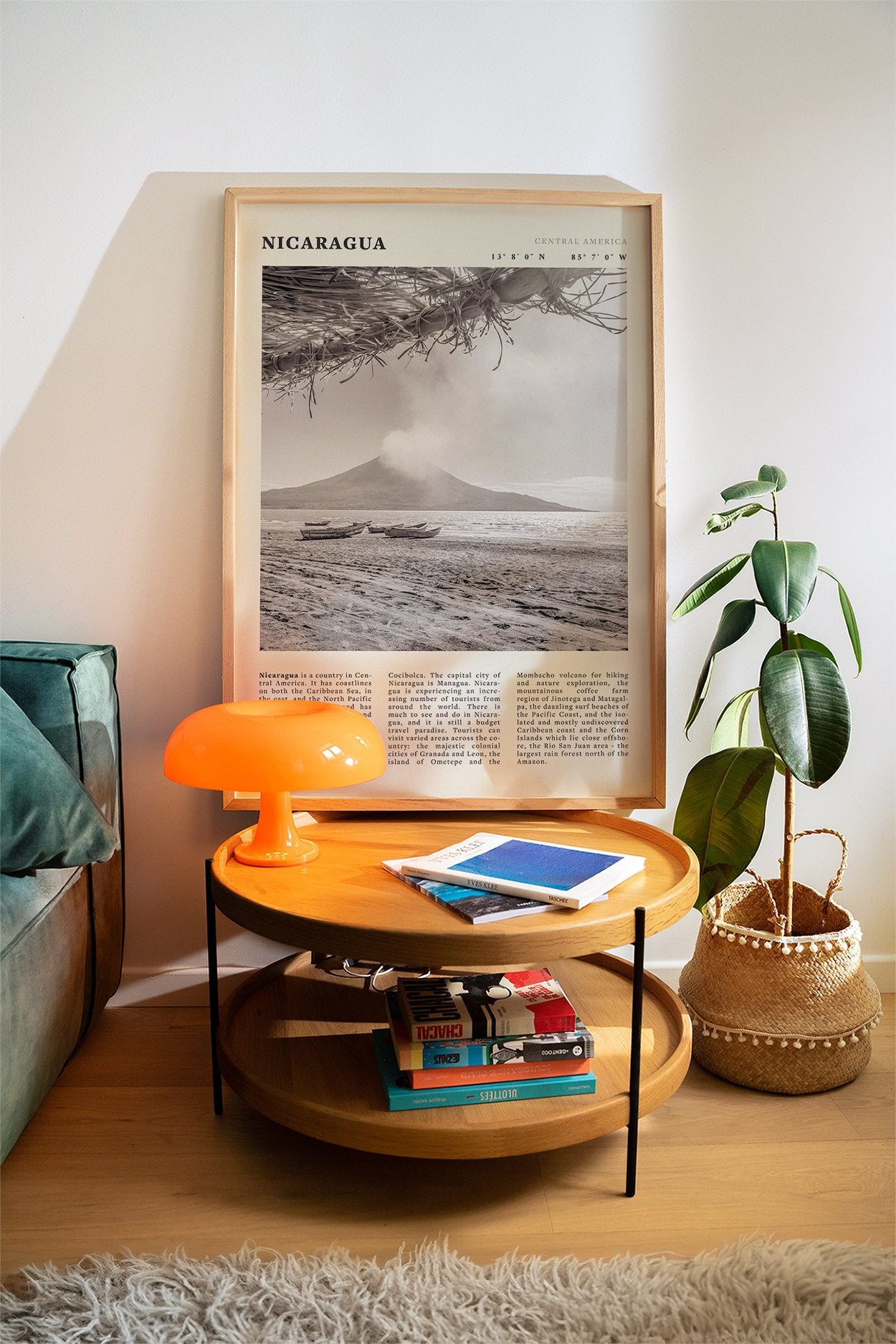 Nicaragua Poster | Black & White Volcano Wall Art | Central America Travel Print - Evergreen Posters