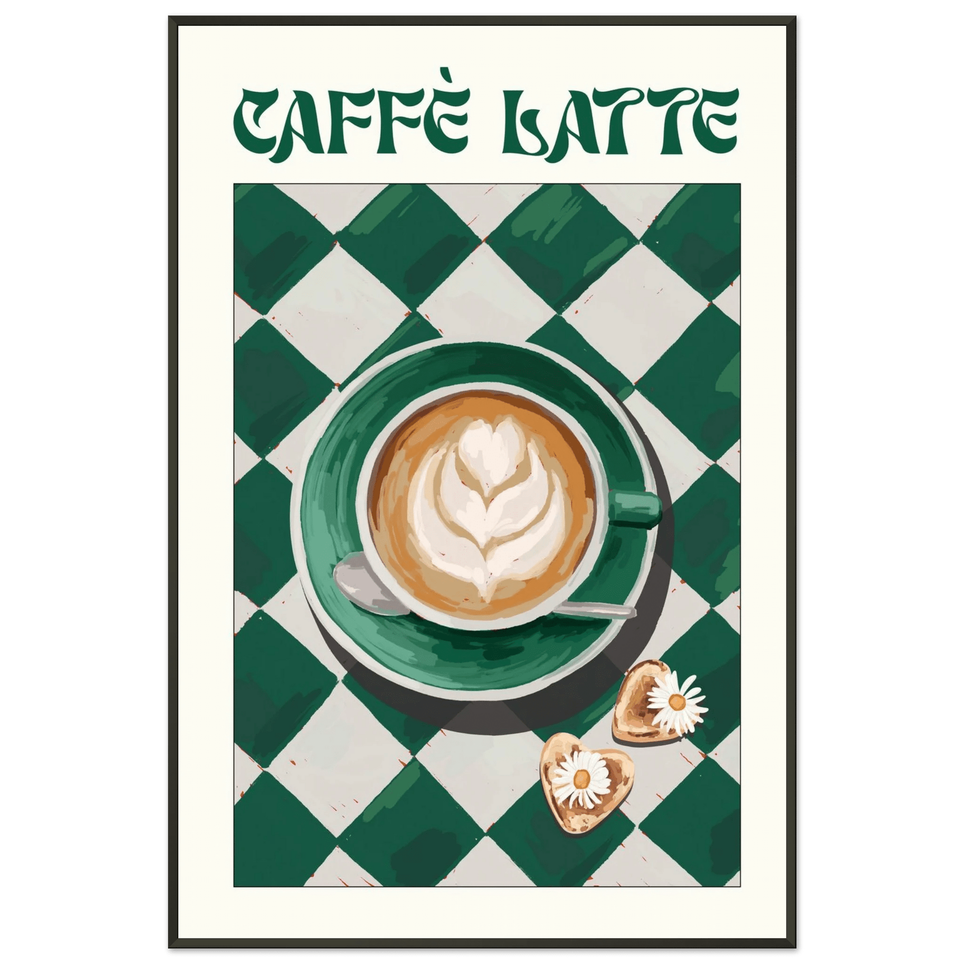 Caffè Latte Poster – Playful Coffee Kitchen Wall Art Print (Digital & Printed Options) - Evergreen Posters