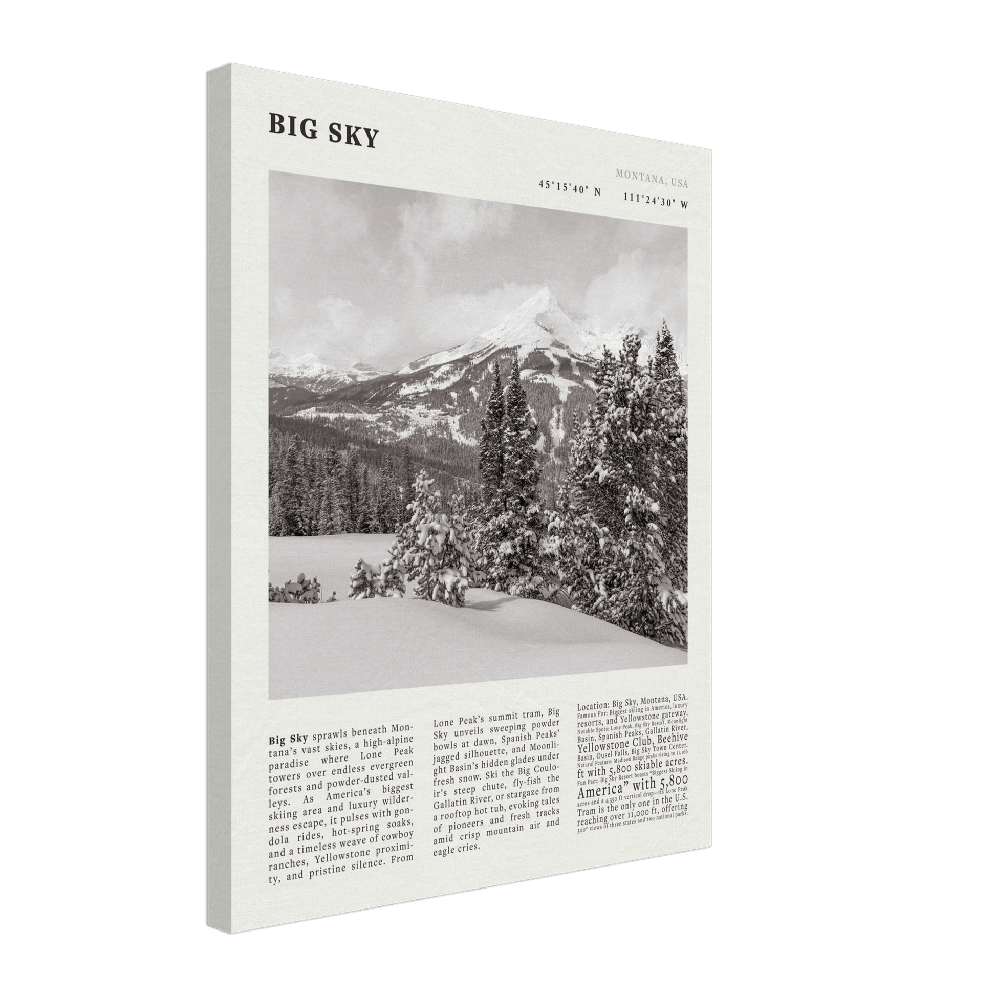 Big Sky Montana Poster Black and White – Vintage Lone Peak Ski Resort Print (Digital & Printed Options) - Evergreen Posters