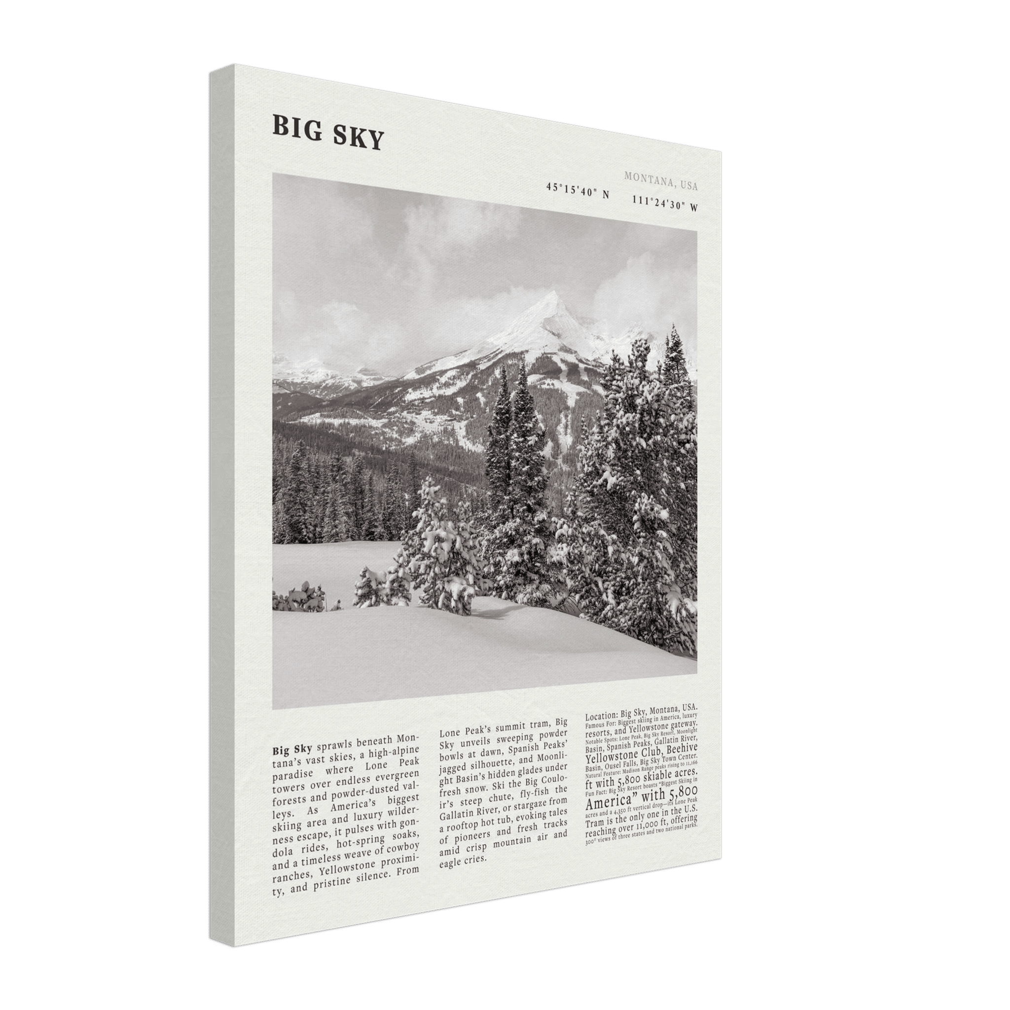 Big Sky Montana Poster Black and White – Vintage Lone Peak Ski Resort Print (Digital & Printed Options) - Evergreen Posters