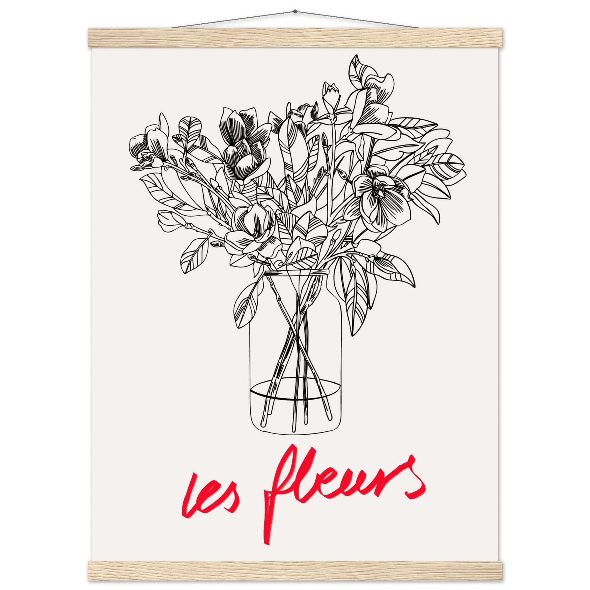 Les Fleurs Botanical Poster | French Flower Line Art Print | Minimalist Floral Wall Decor - Evergreen Posters