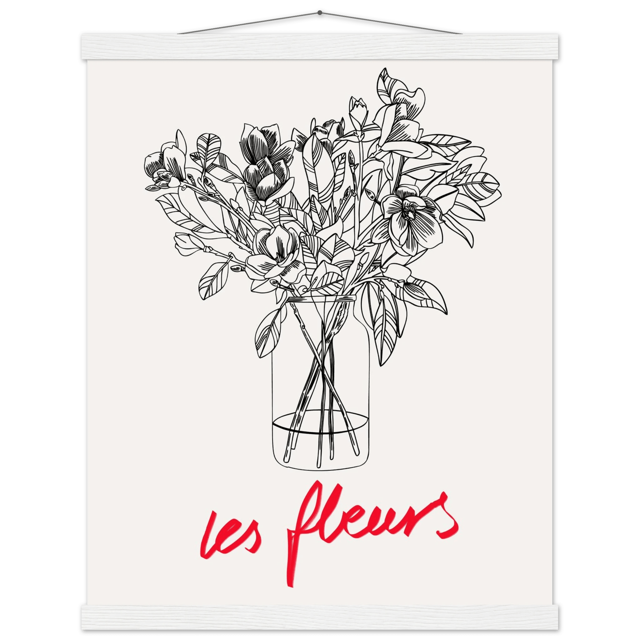 Les Fleurs Botanical Poster | French Flower Line Art Print | Minimalist Floral Wall Decor - Evergreen Posters