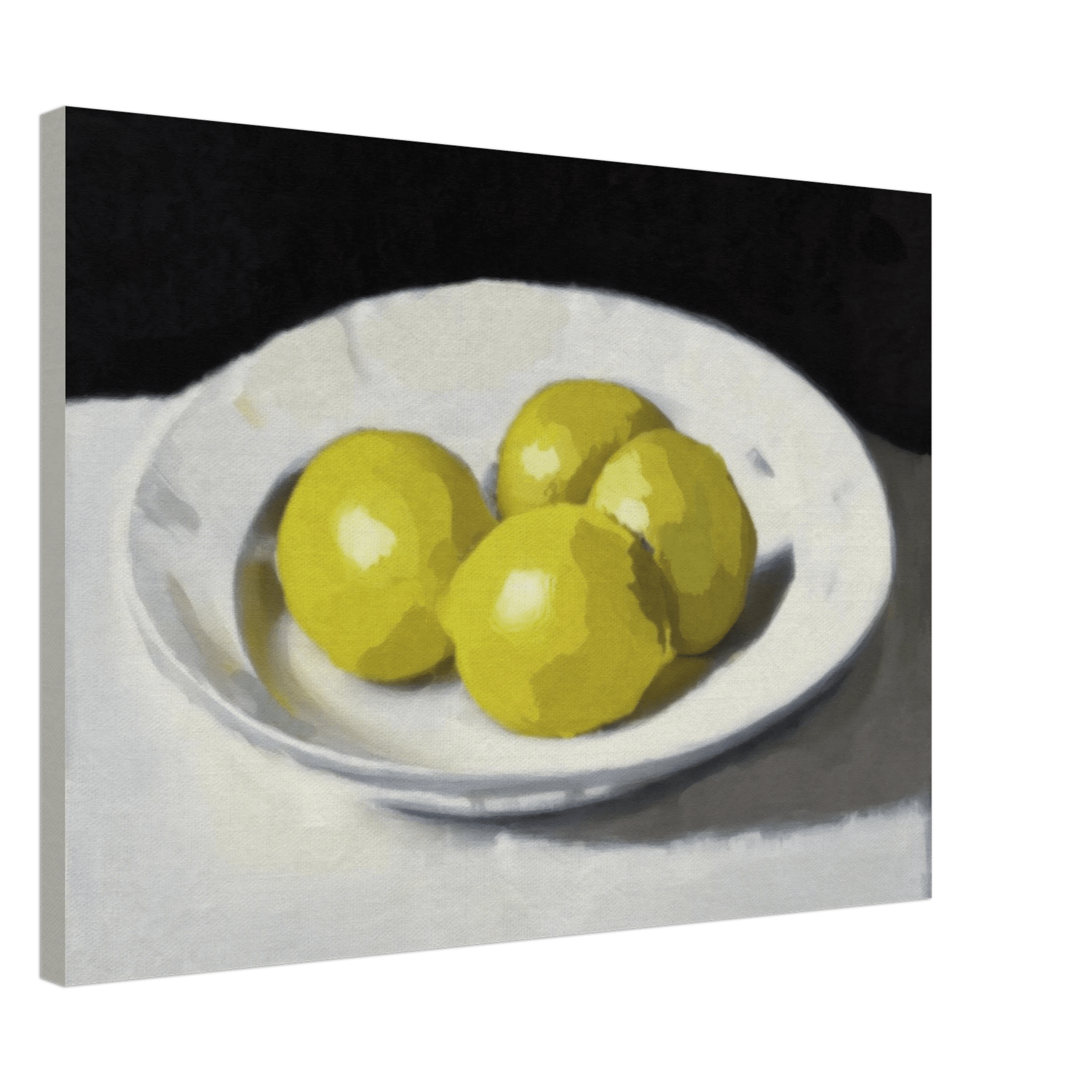 Lemons Print | Three Lemons Oil Painting Wall Art | Kitchen Still Life Poster - Evergreen Posters