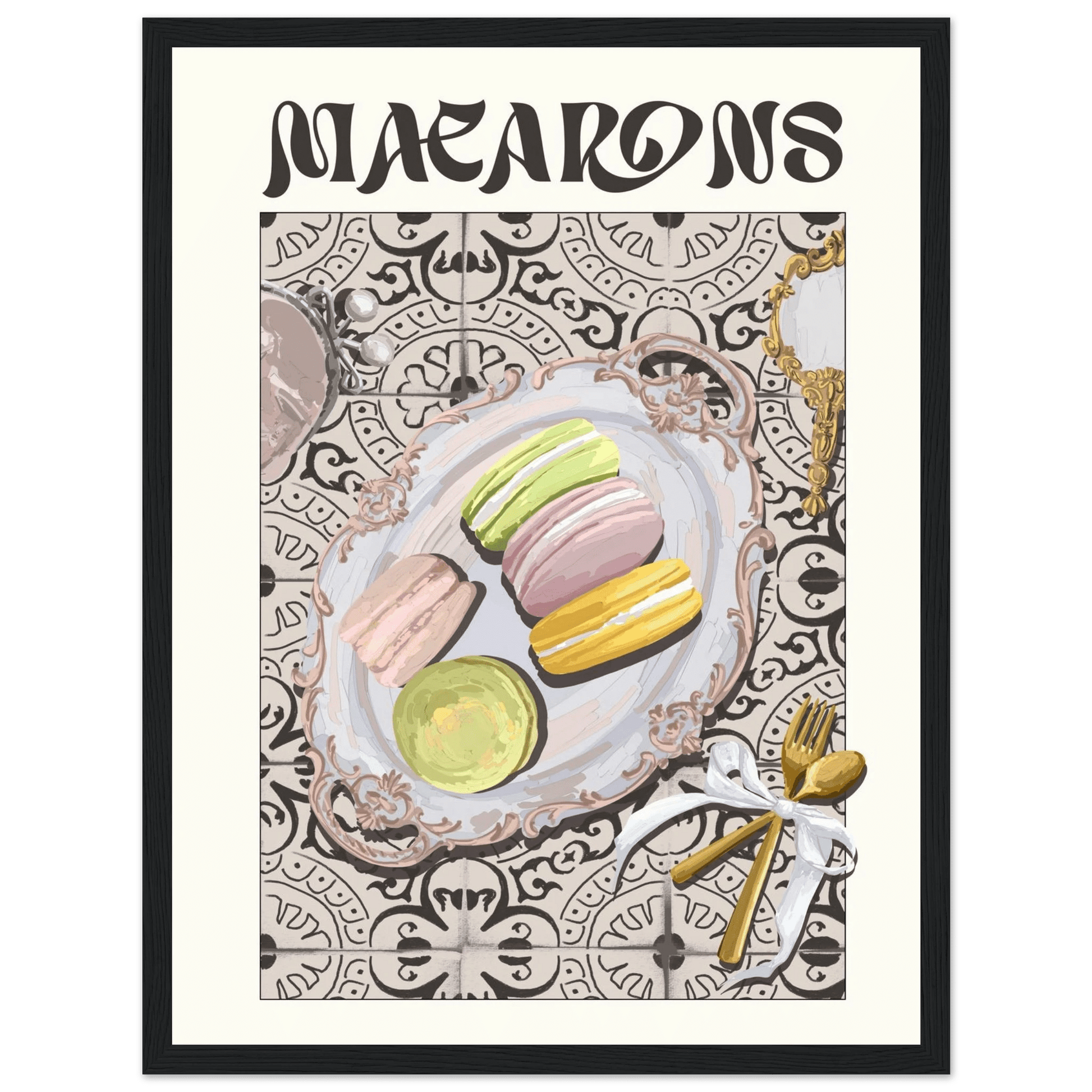 Macarons Poster – Playful French Patisserie Kitchen Wall Art Print (Digital & Printed Options) - Evergreen Posters