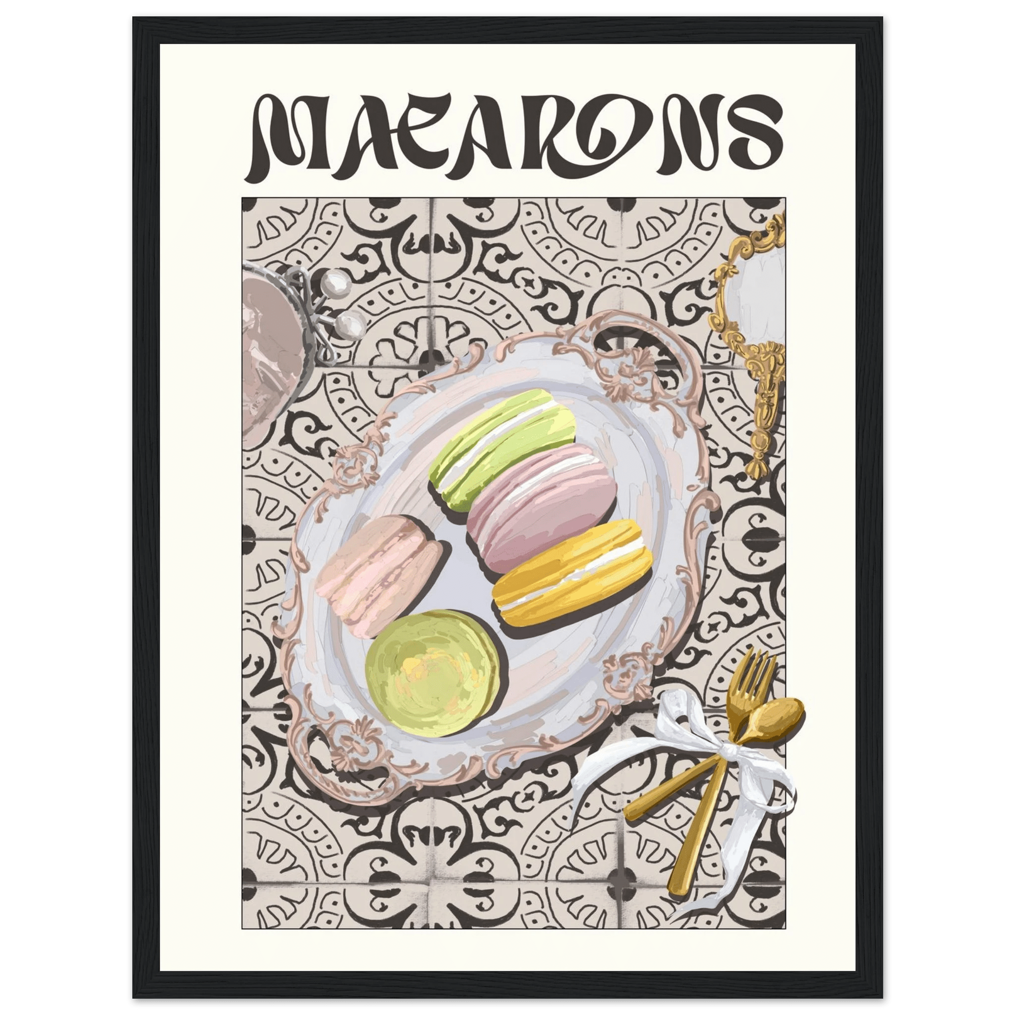 Macarons Poster – Playful French Patisserie Kitchen Wall Art Print (Digital & Printed Options) - Evergreen Posters