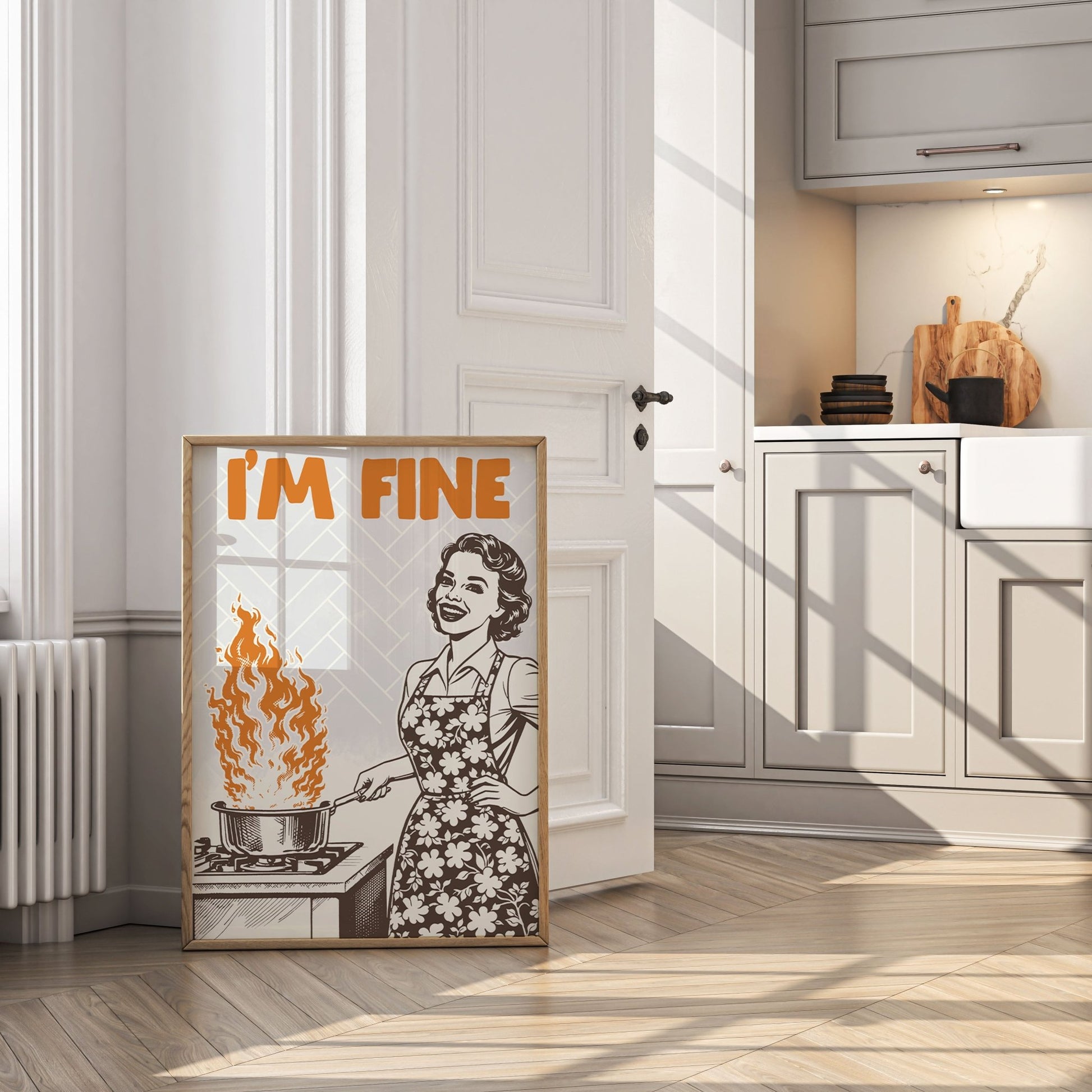 I'm Fine Poster – Funny Retro Kitchen Wall Art Print (Digital & Printed Options) - Evergreen Posters