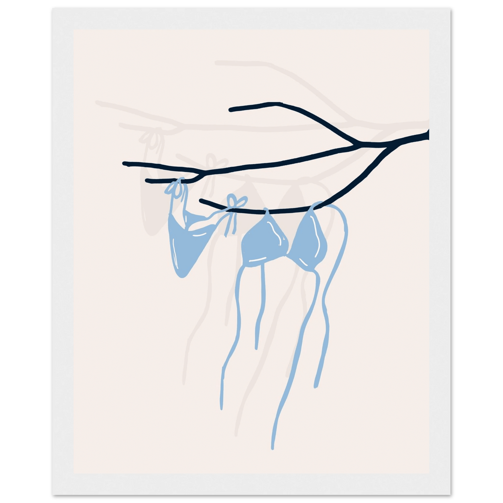 Coastal Bikini Line Art Poster – Minimalist Beach Wall Art Print - Evergreen Posters